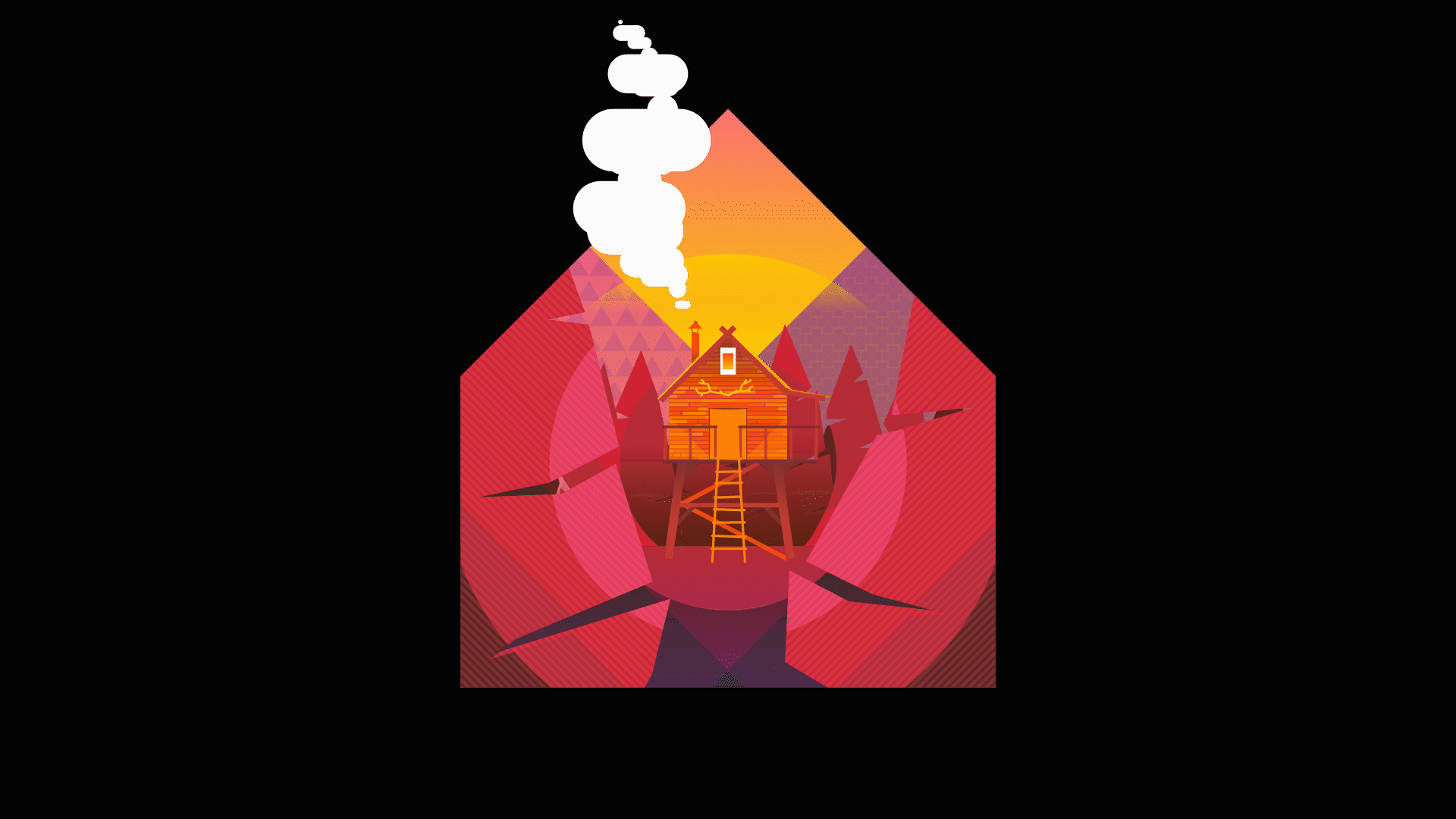 Animated loop of a treehouse in a forest
