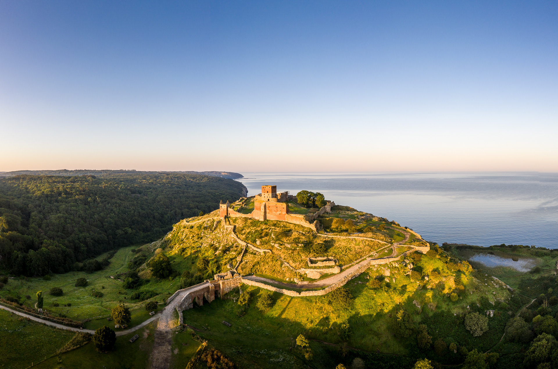 Drone image of Hammershus, Bornholm, Denmark
