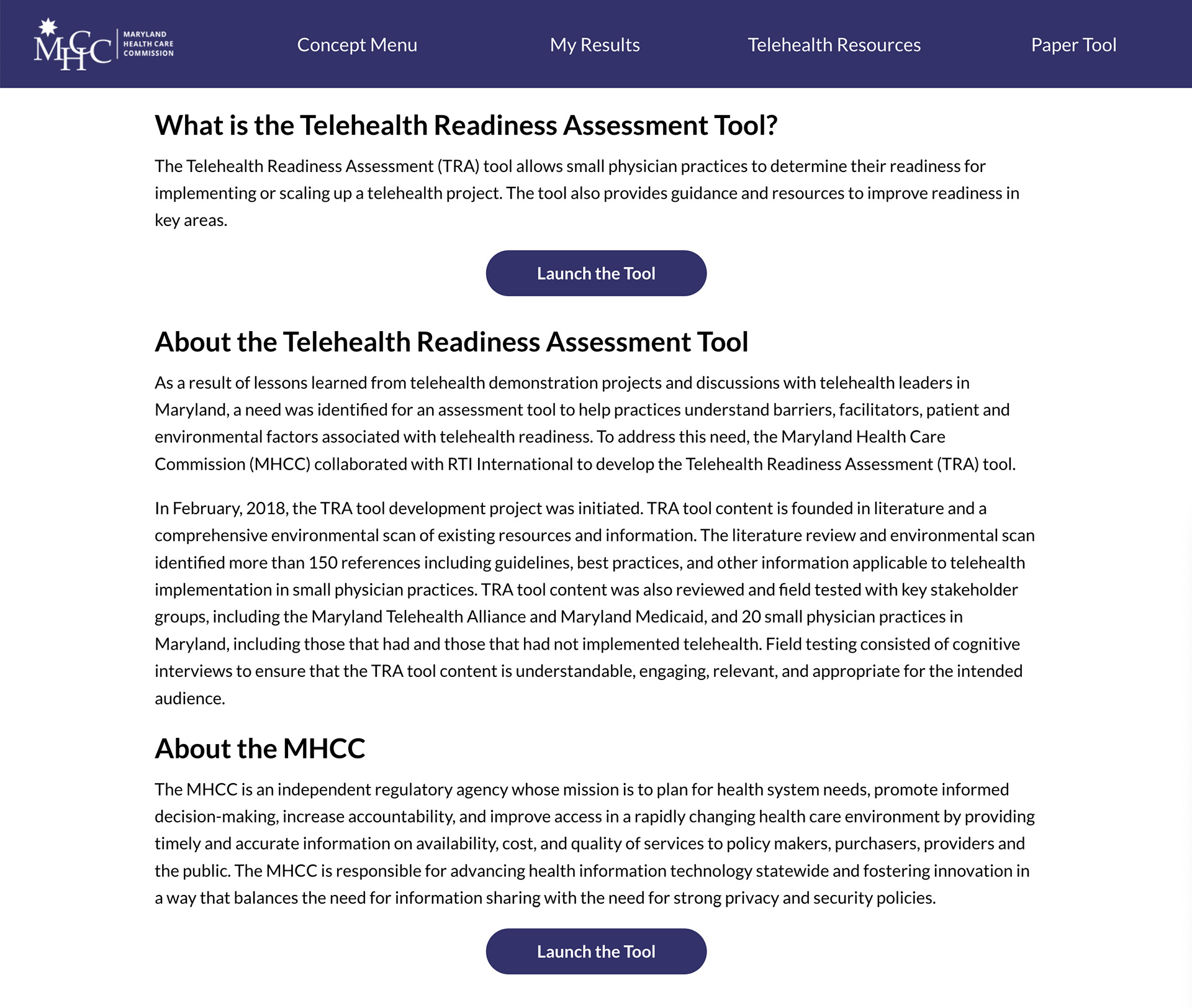 Start page explaining the tool and why it was created