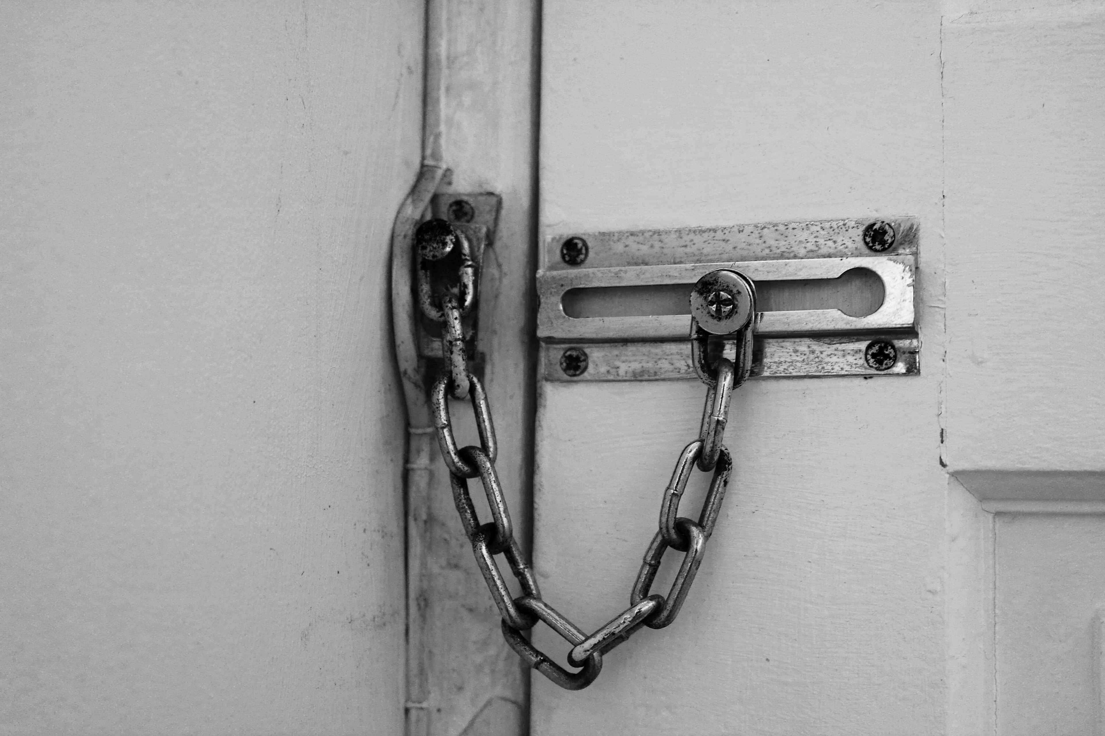 Door locked from the inside using latch