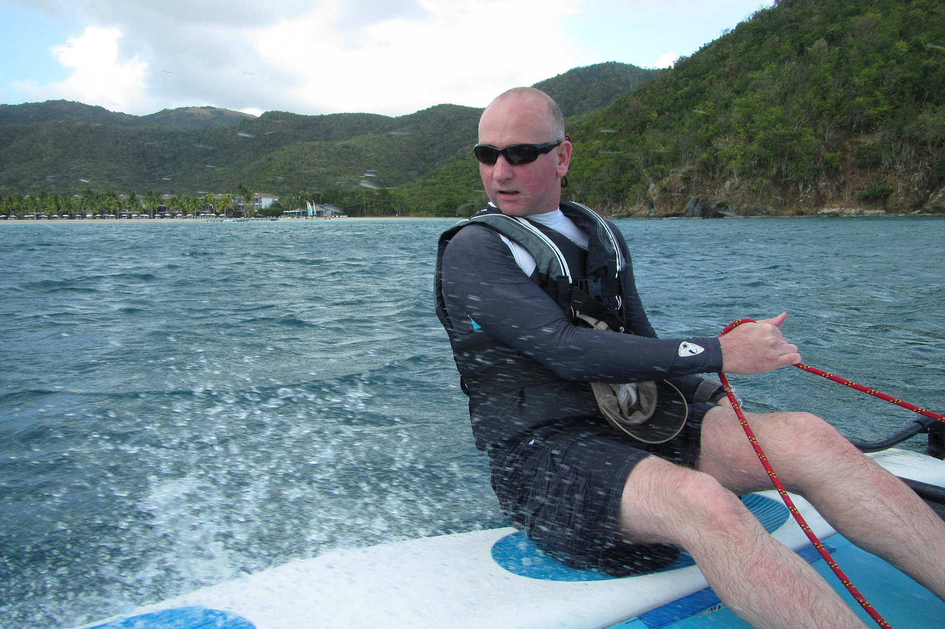 Sailing a Hobie in the bay