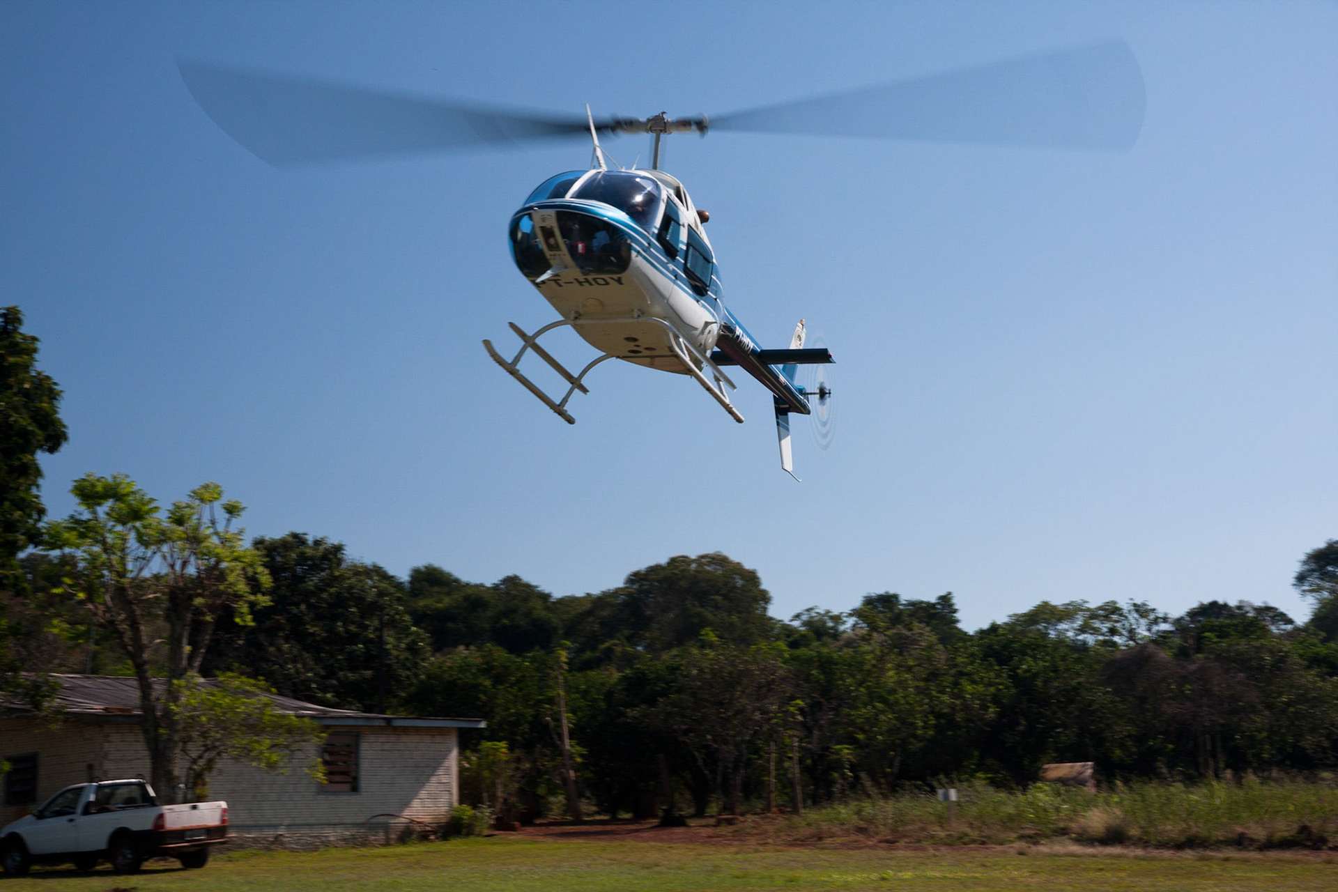 Helicopter ride over the falls