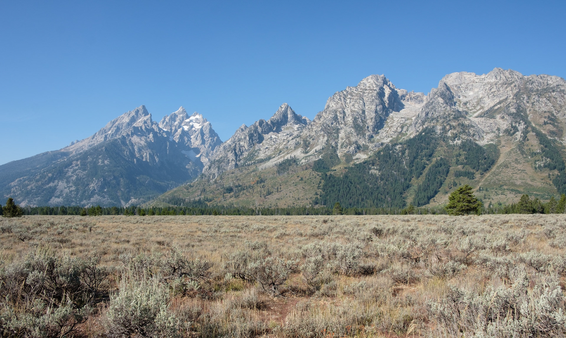 Tetons, from Cathedral Group turnout, Teton Park Rd