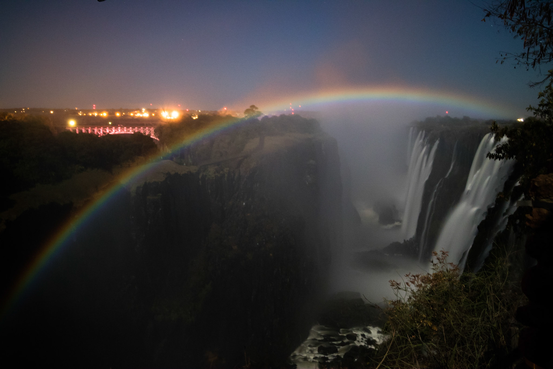 Moonbow over the Victoria Falls