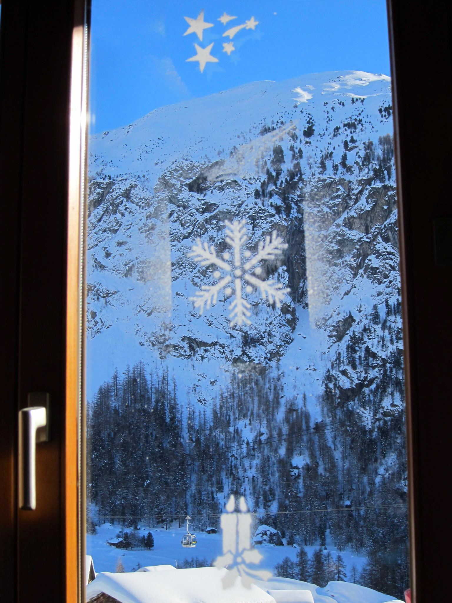 Looking through the window at lunch on christmas day