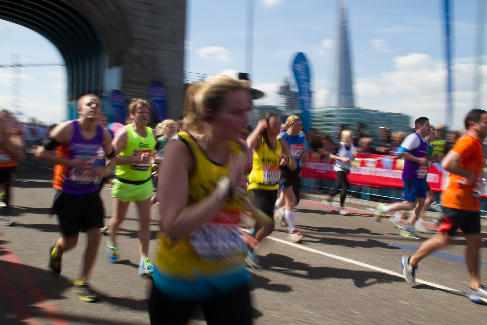 Runners crossing Tower Bridge