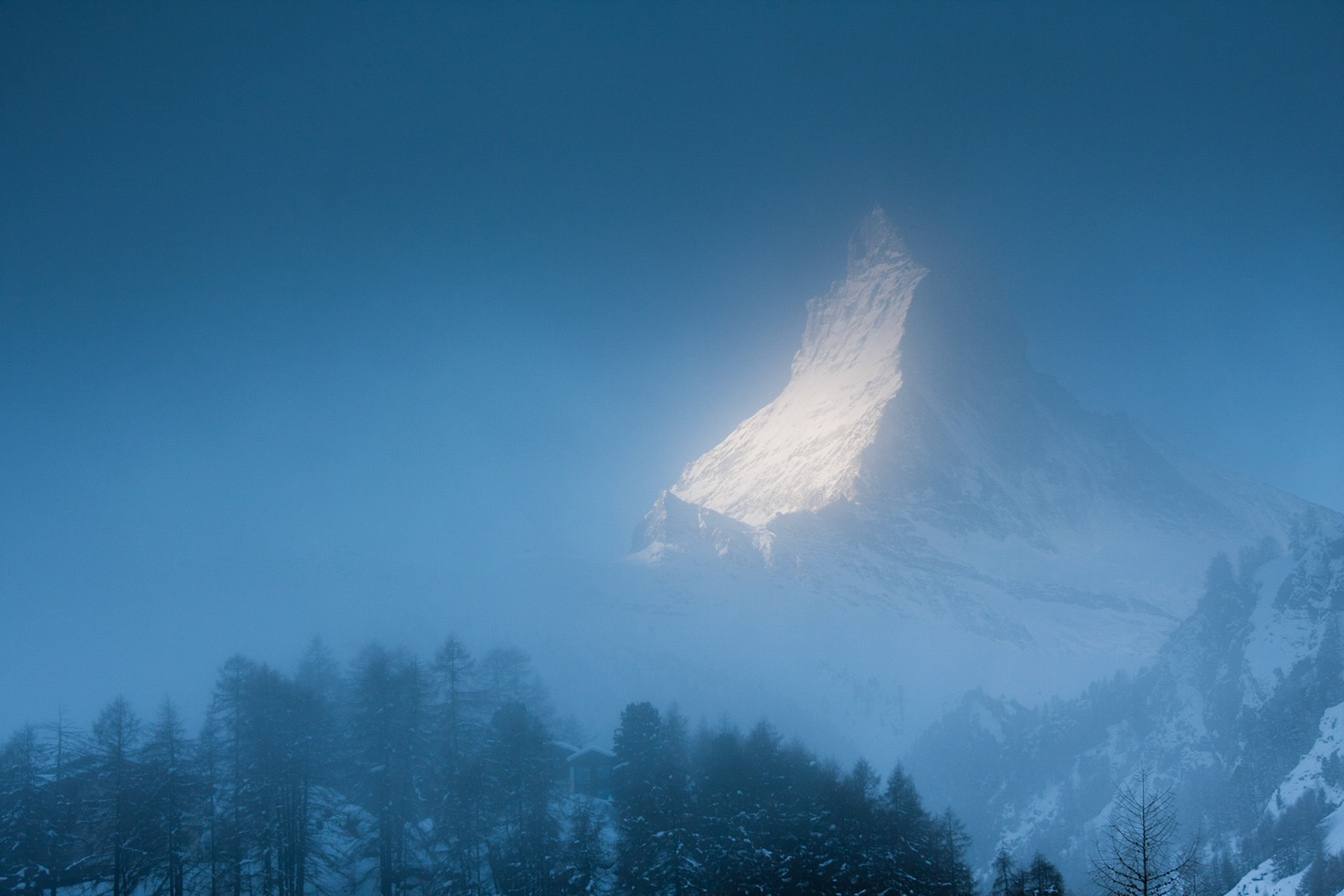 Matterhorn through early morning mist