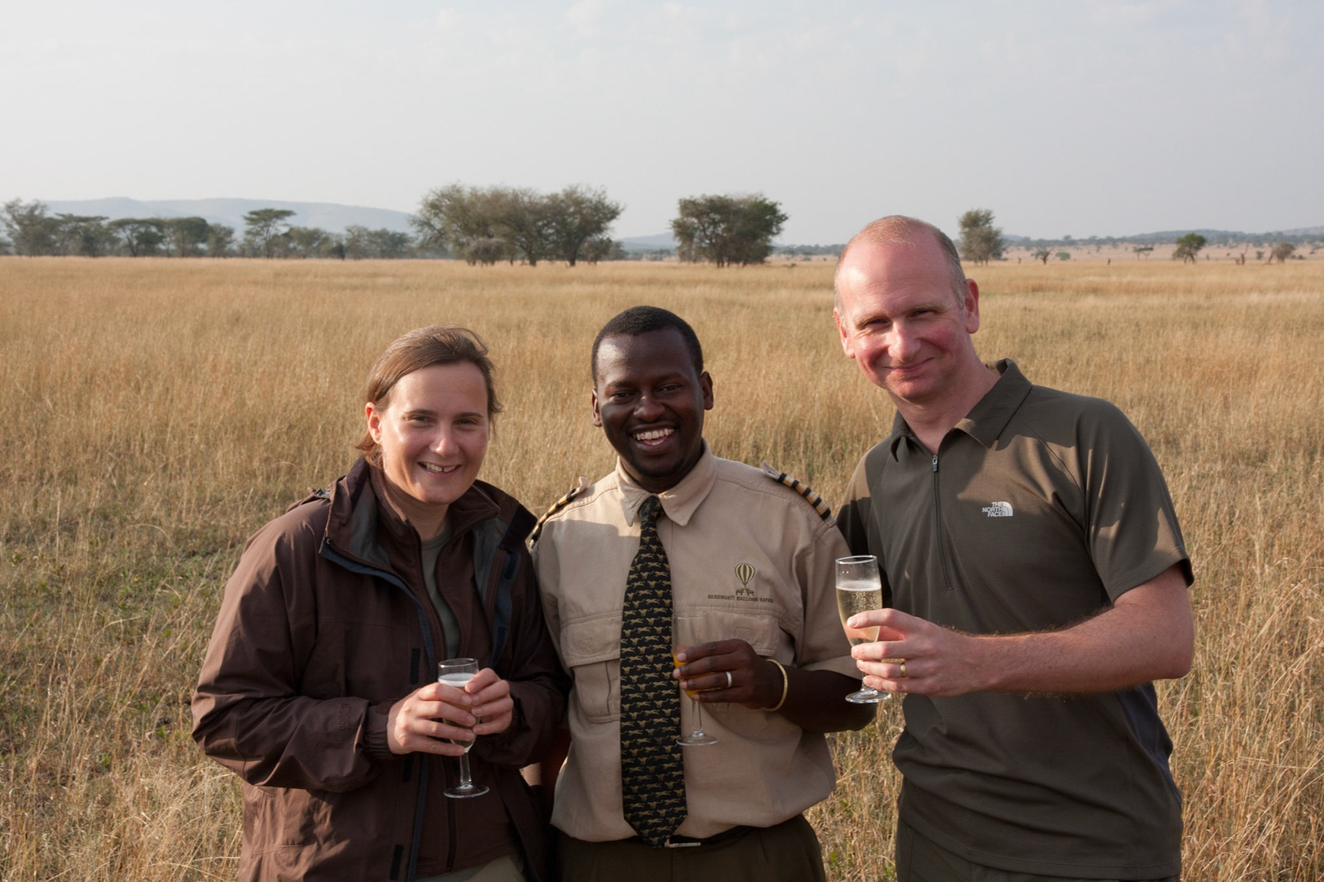Traditional glass of champagne on landing, with the pilot
