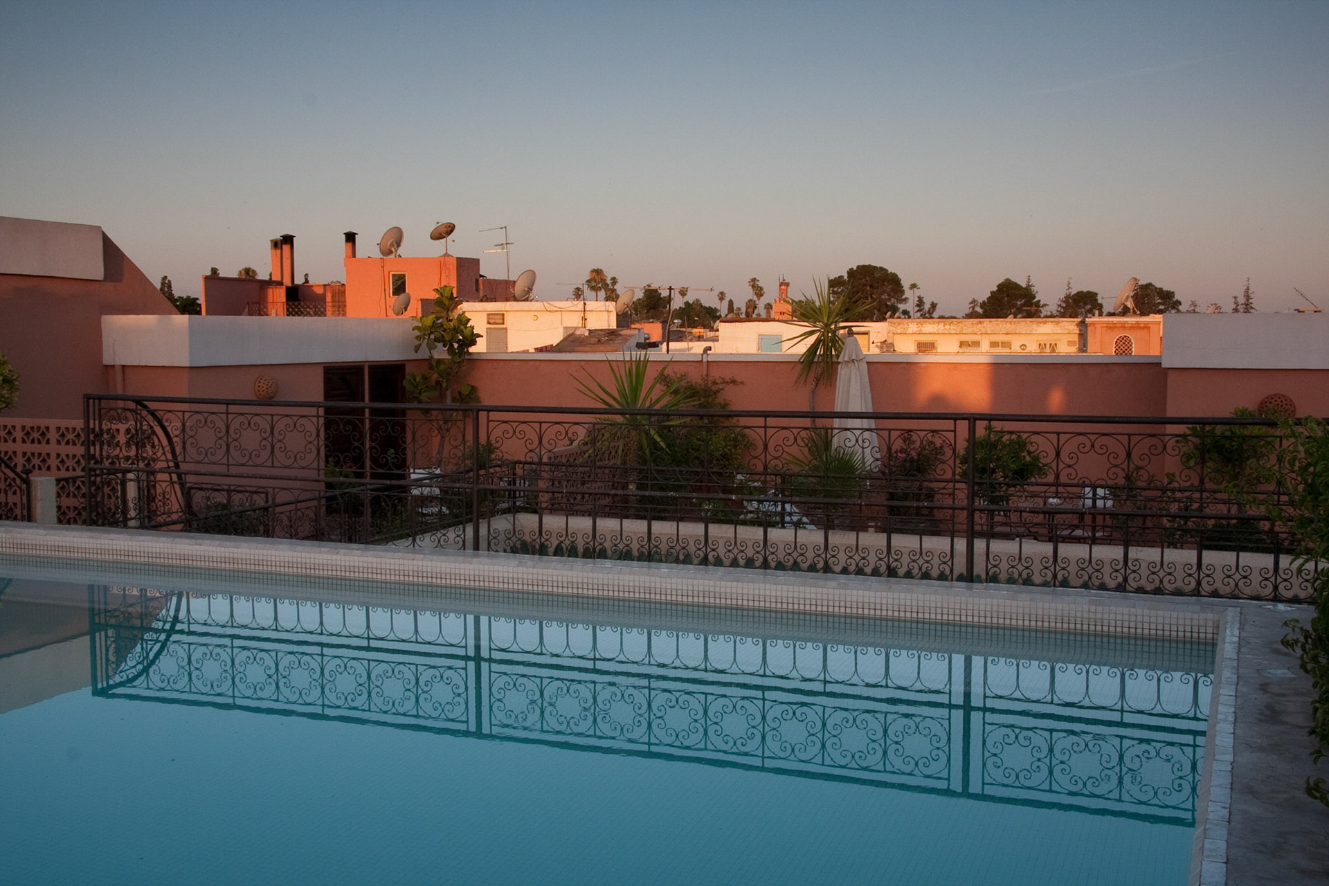 Reflections in the pool at sunrise