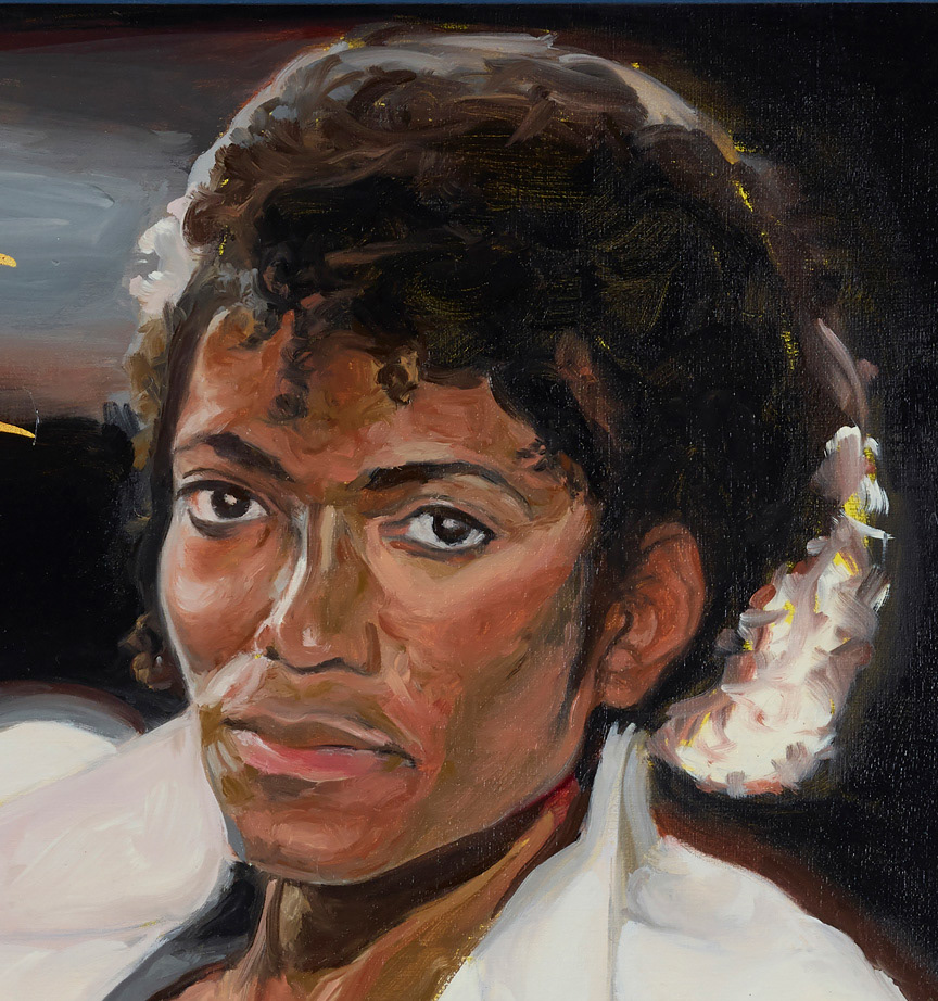 DETAIL Portrait of Jeff Kingery (Thriller) , 2017 /Oil and acrylic on linen/ 150 × 100 cm (approx. 59.06 × 39.37 inches)