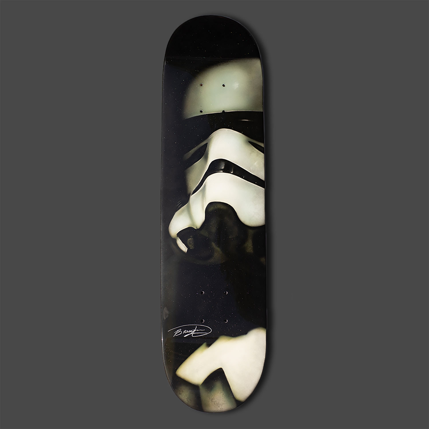 Stormtrooper airbrushed skate deck.