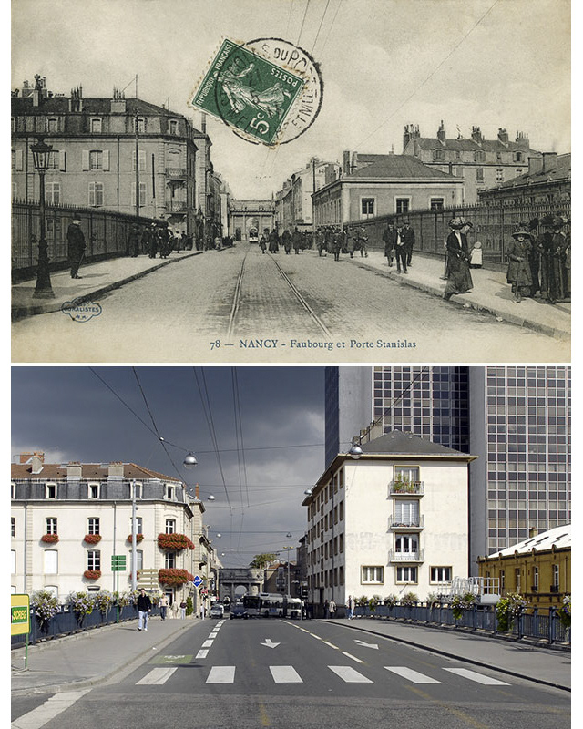 Rue Henri-Poincaré et porte Stanislas – 1900 – 2007