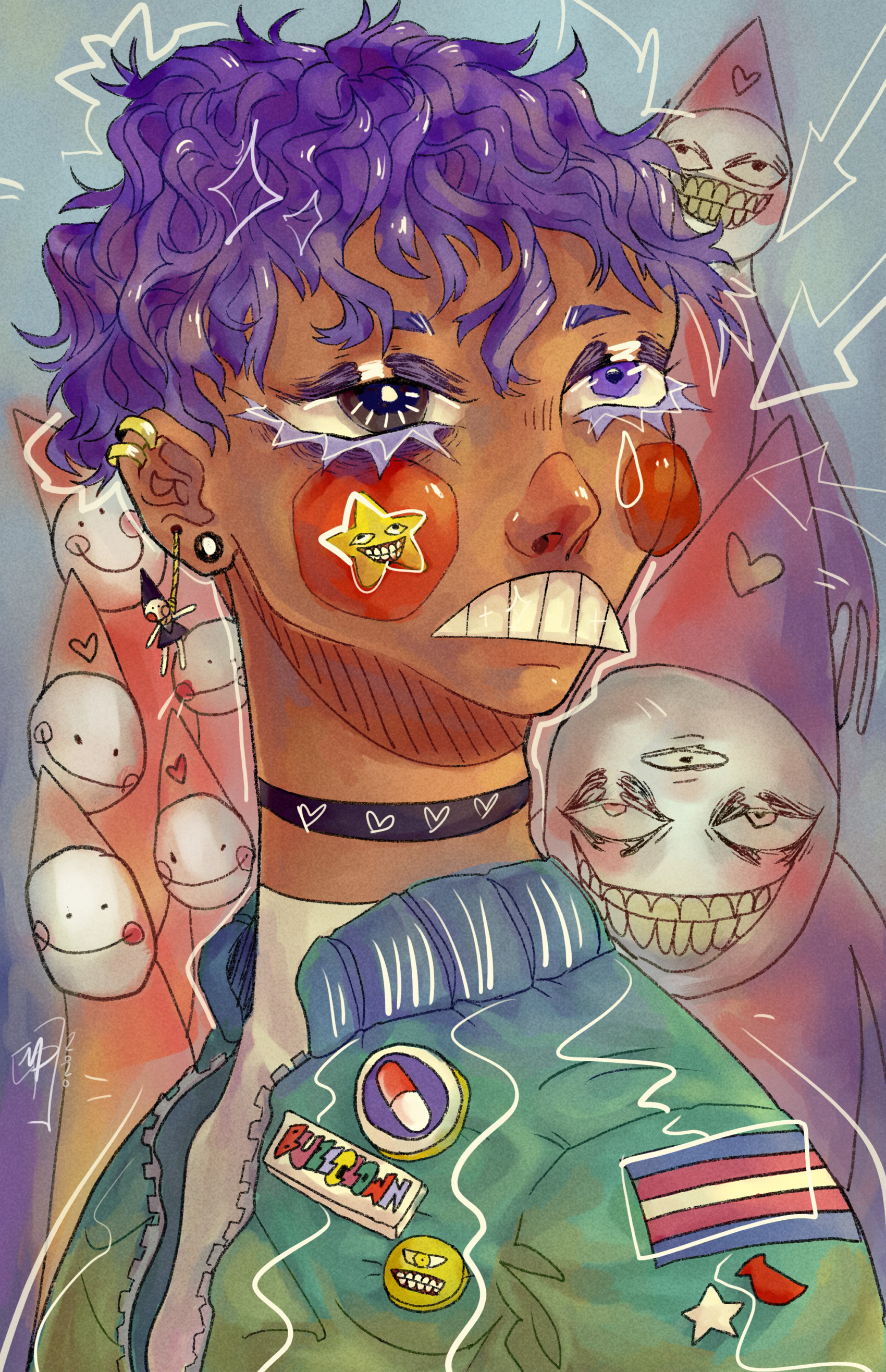 Ella Mordaunt, Buzz Clown, Digital Art, North Royalton High School, Educator: Katie Ford, Grade 12,  Honorable Mention