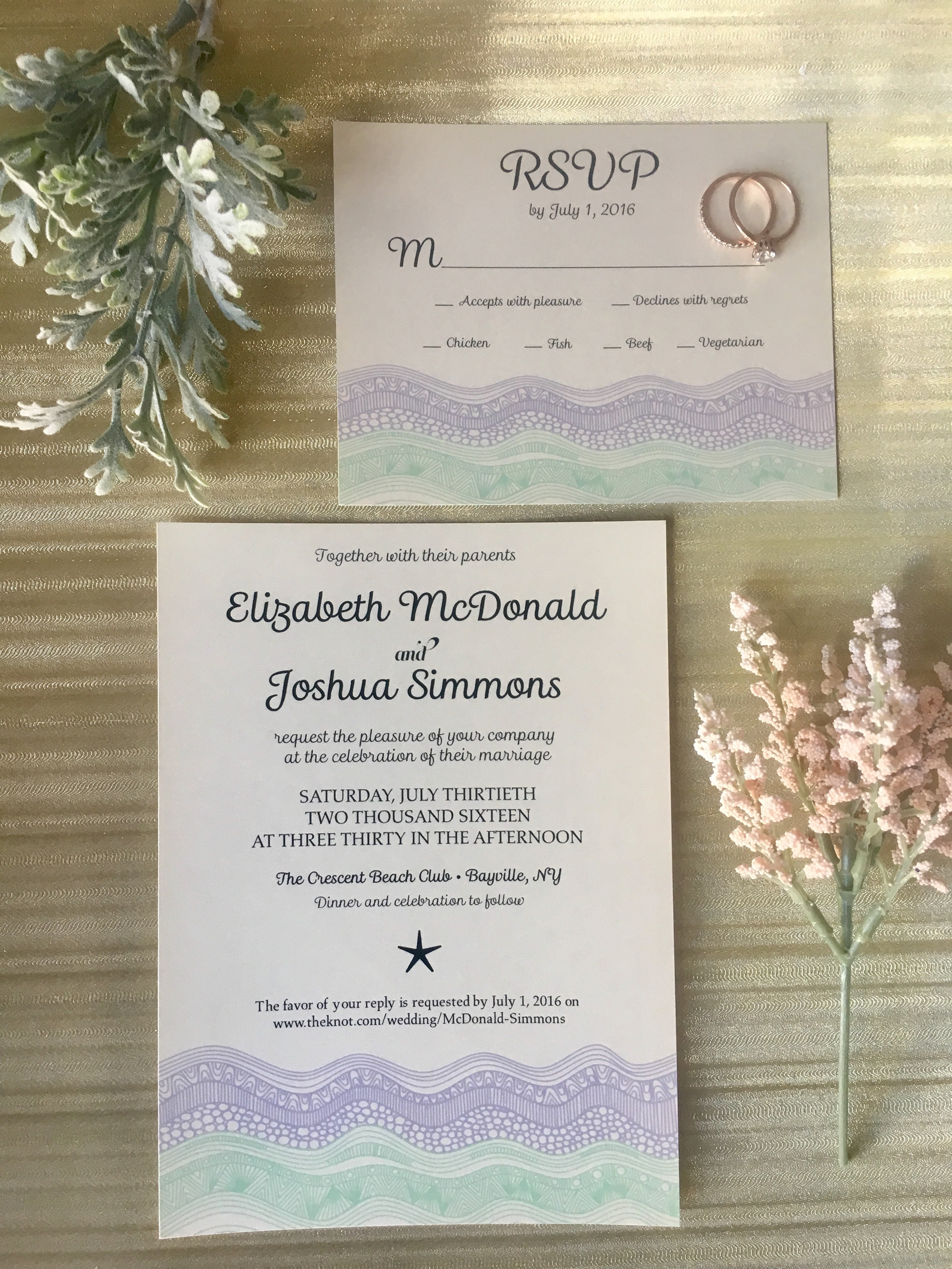 Beach Wedding Invitation & RSVP Card 