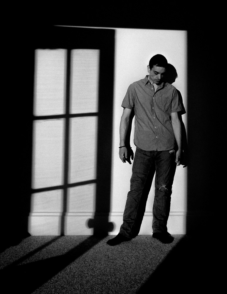 BW indoor portrait