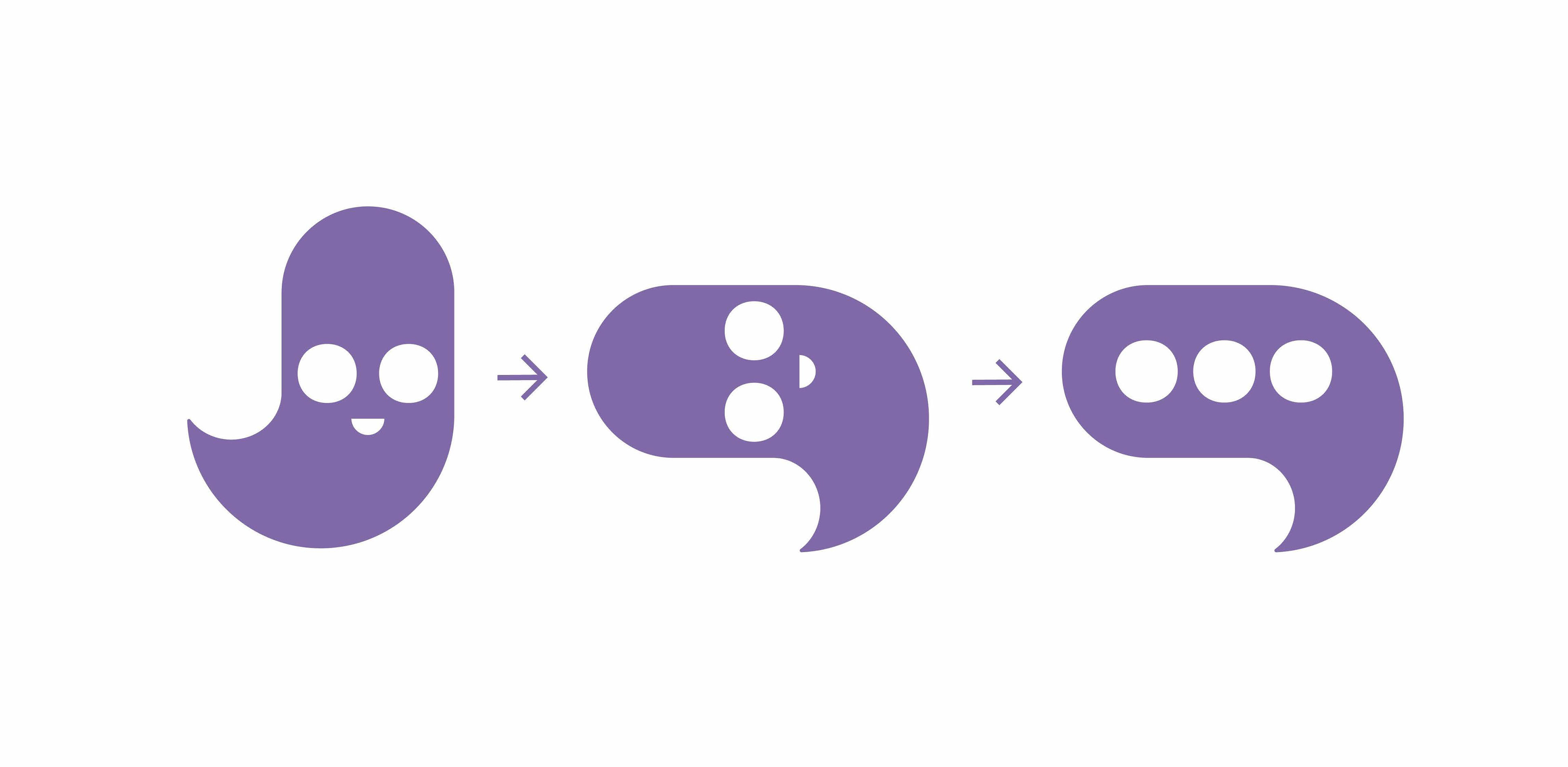 Logo Transition Process to Text Bubbles