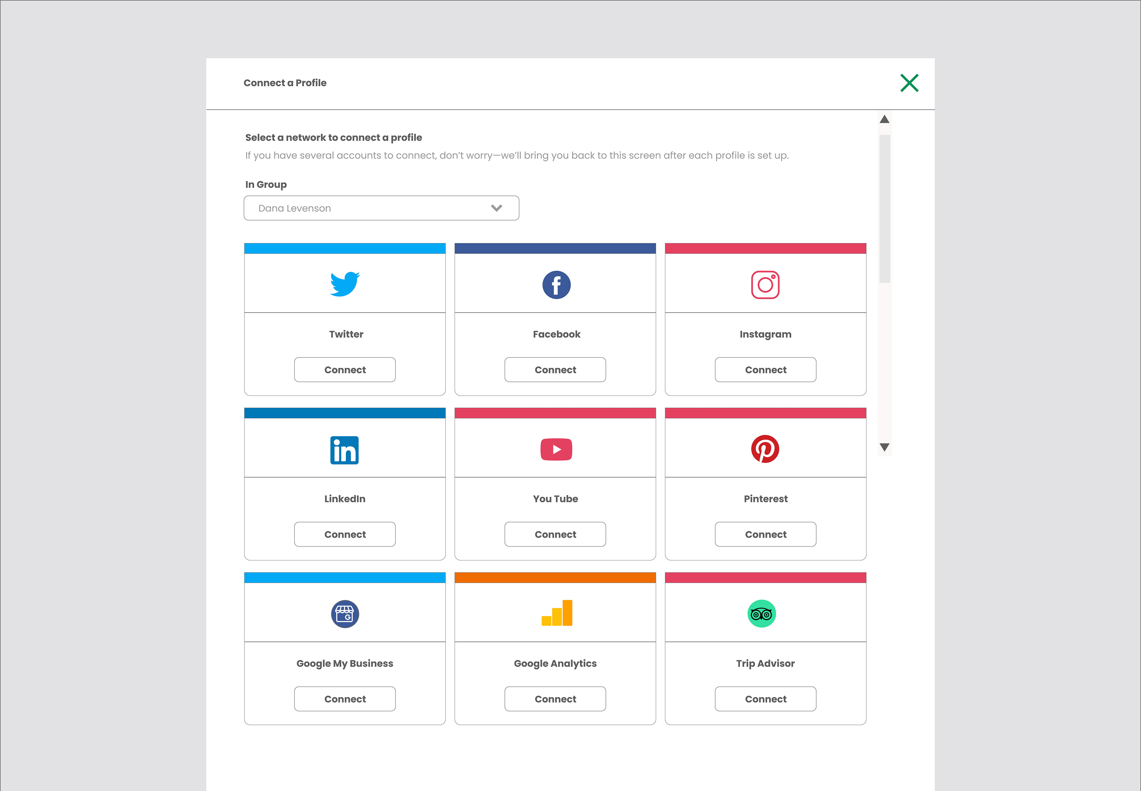 Connect More Profiles Pop Up