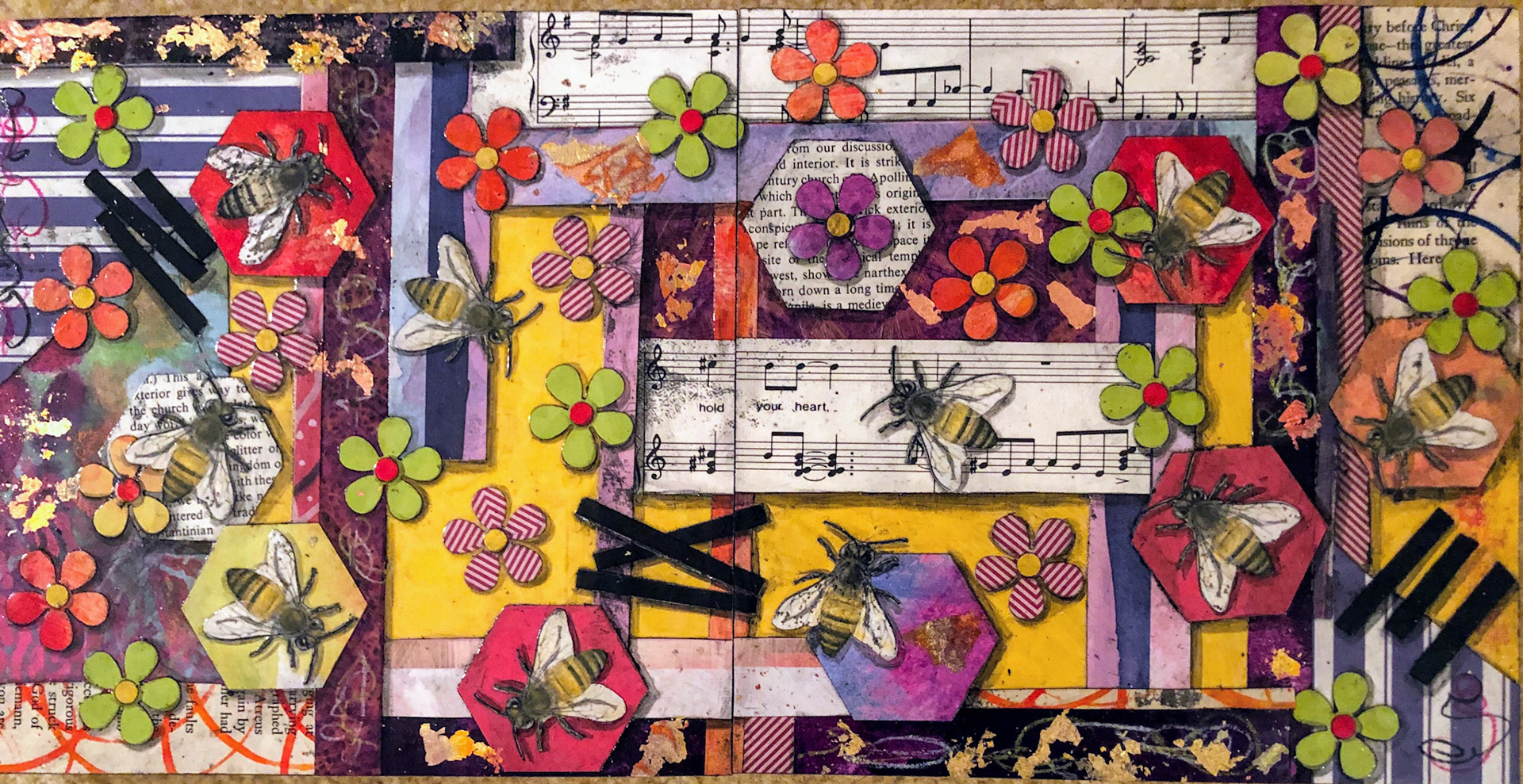 "Hold Your Heart" :: 2-12x12 Collages on Cradled Panel