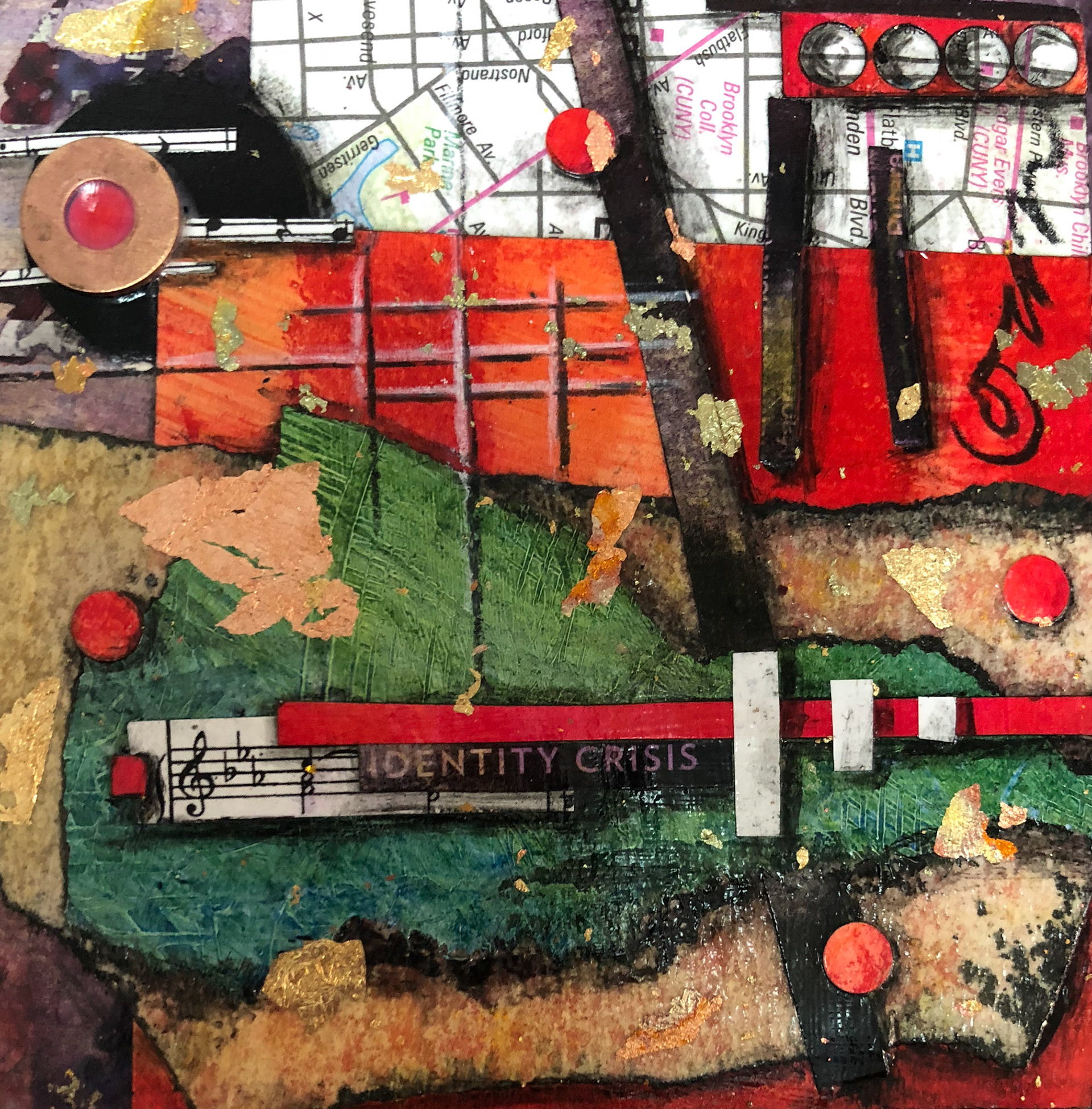 "Identity Crisis" :: 6x6 Collage on Cradled Panel