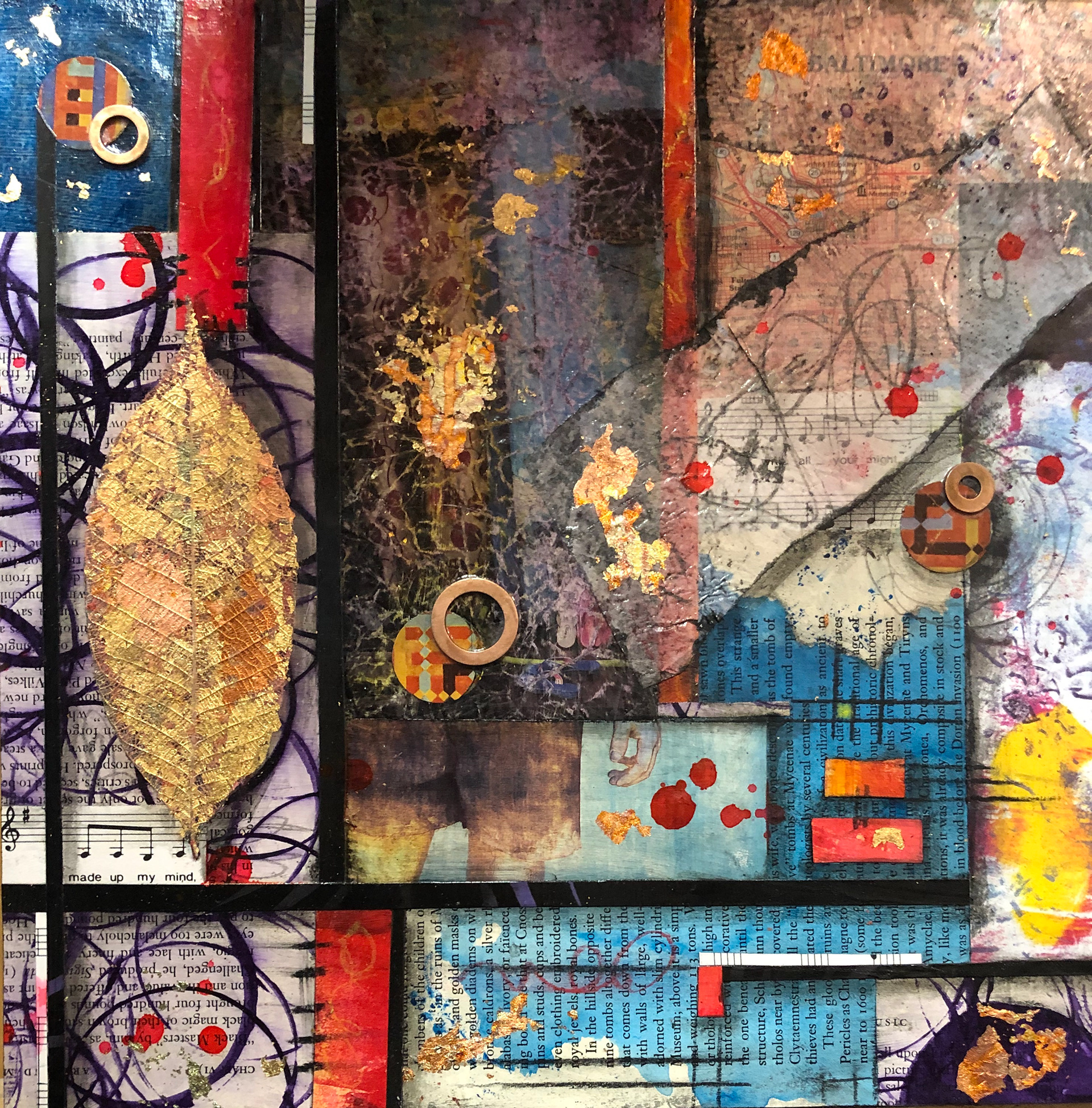 "Made up My Mind" :: 12x12 Collage on Cradled Panel