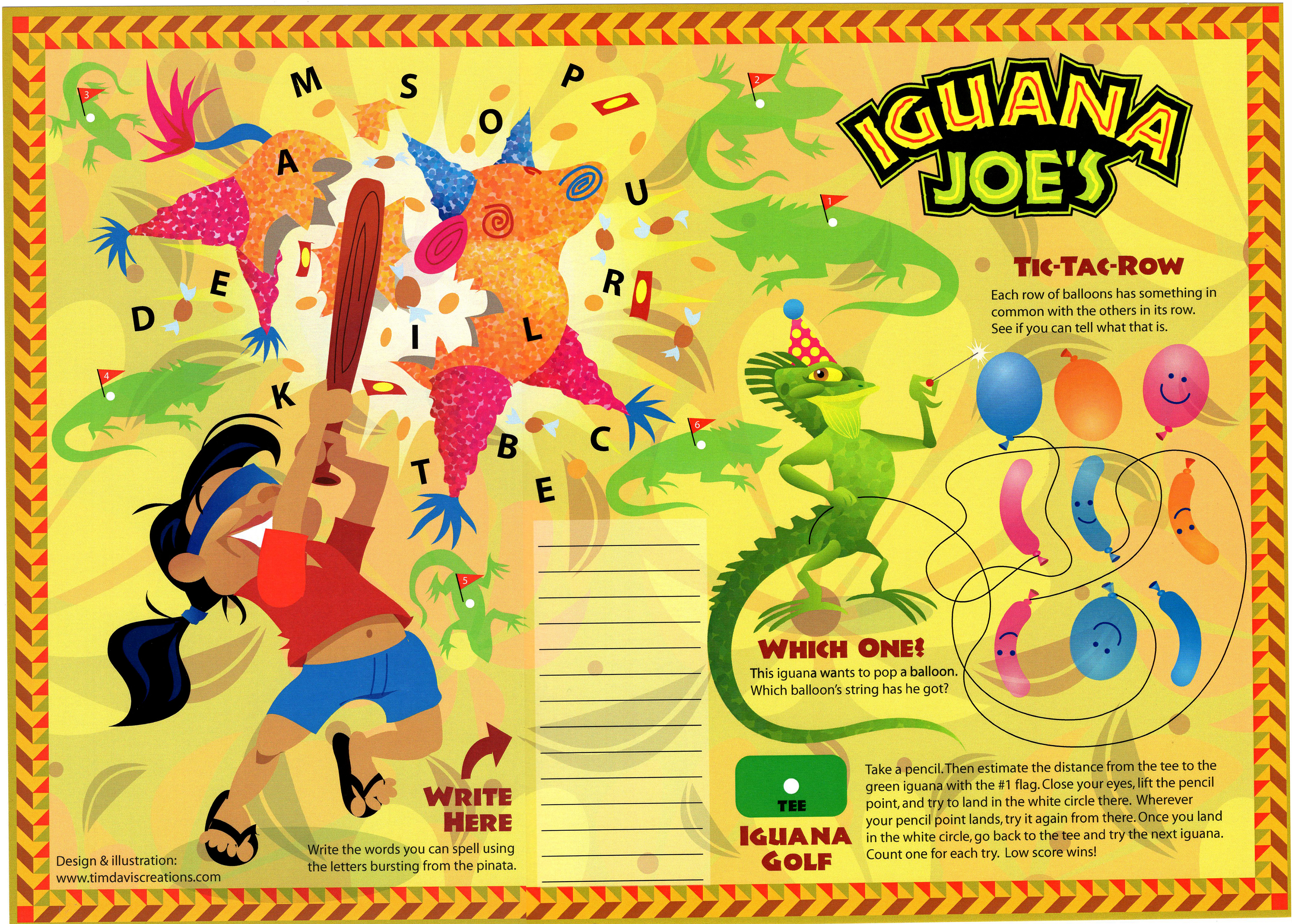 Placemat for Iguana Joe's