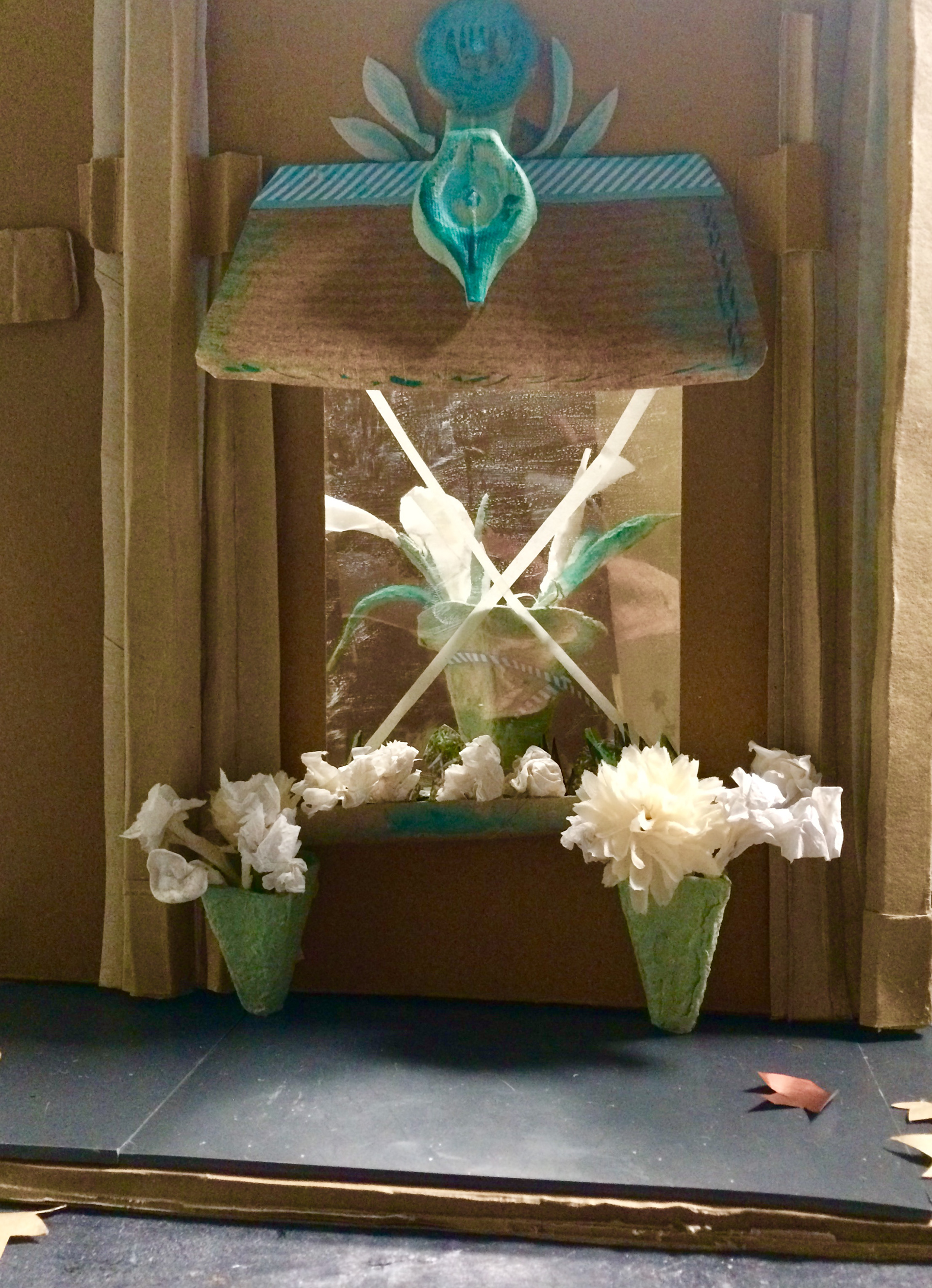 Flower-shop detail, paper lilies & crysanths