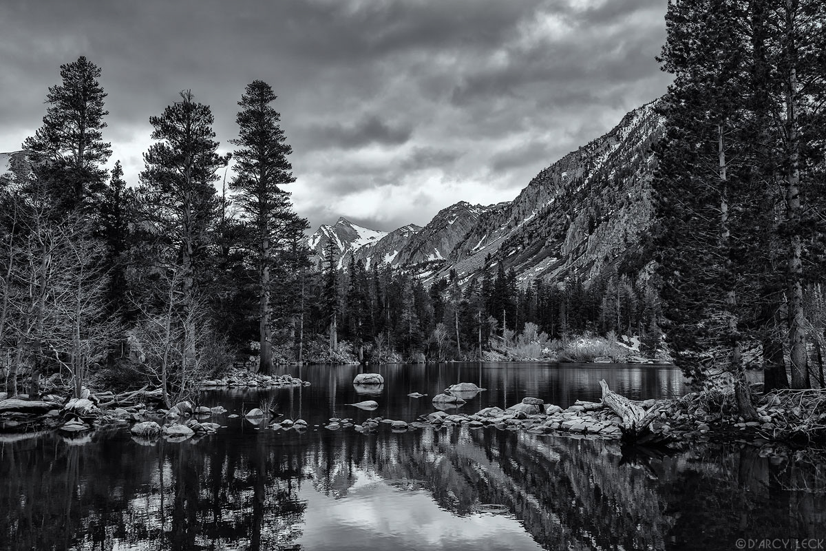 Sherwin Lakes in late Spring with mountains of the Sierra Nevadas beyond, California
