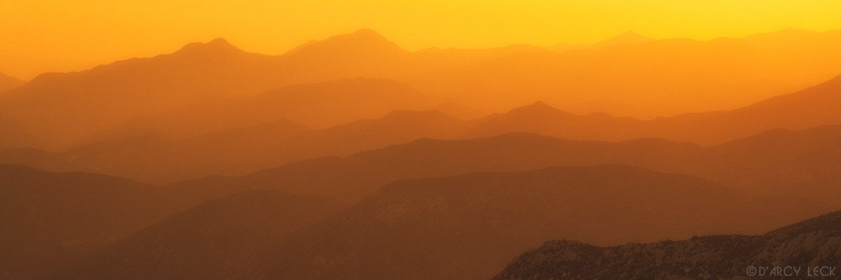 Sunset glows over the San Gabriel Mountains near Los Angeles, California