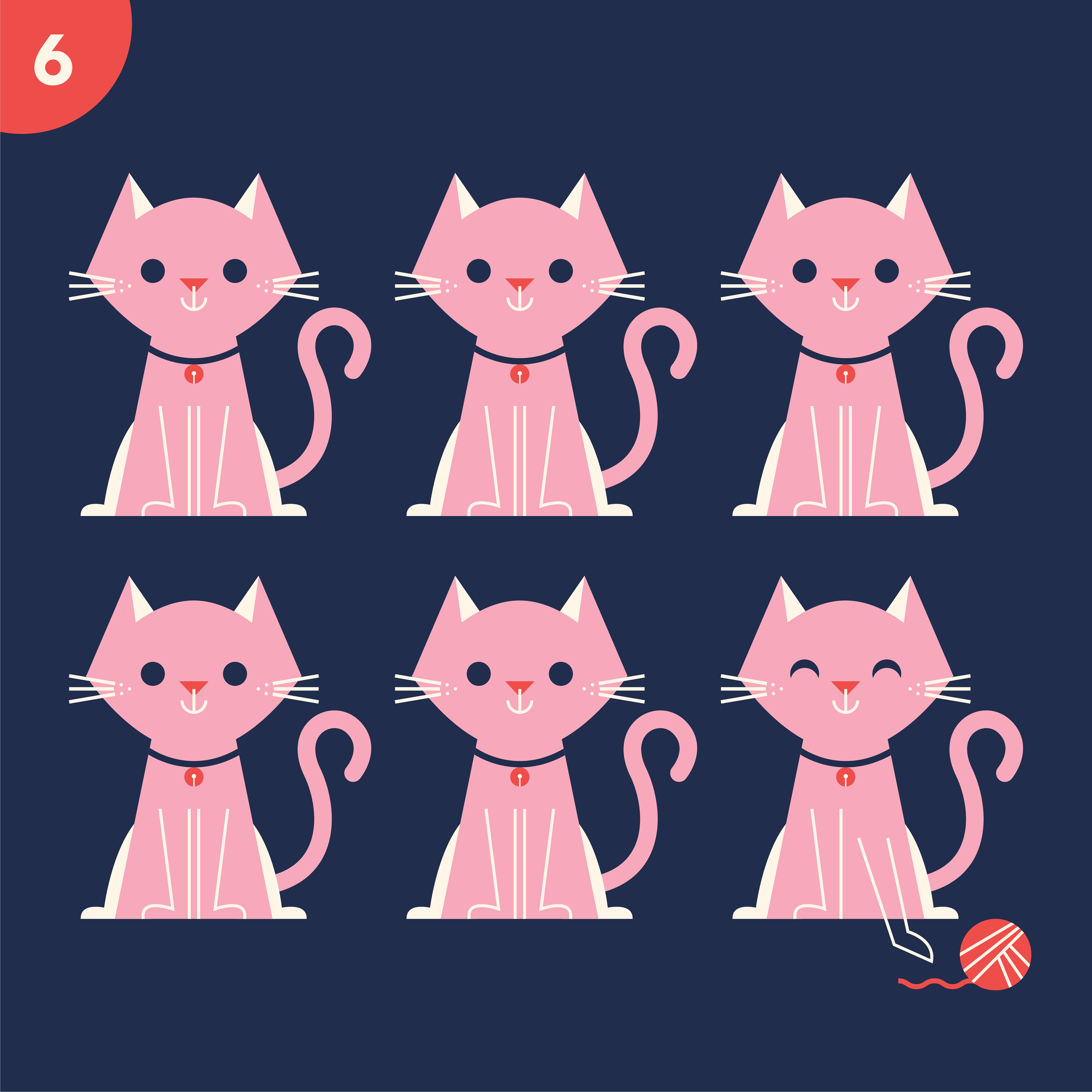 Six kittens playing