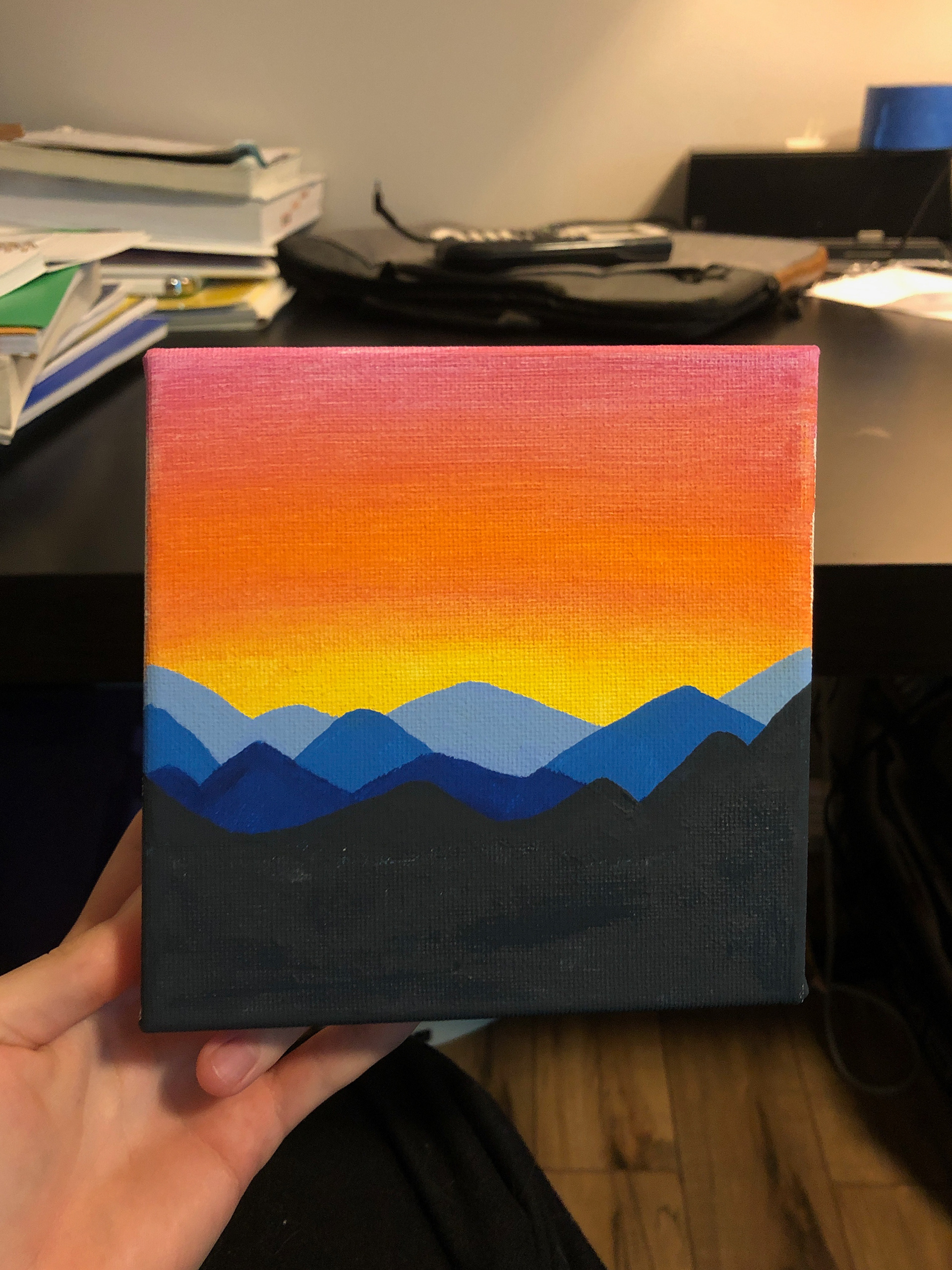 Laura Mason painted the Blue Ridge mountains while in quarantine because they are her favorite mountains, May 5th, 2020. Laura Mason | Stafford, VA