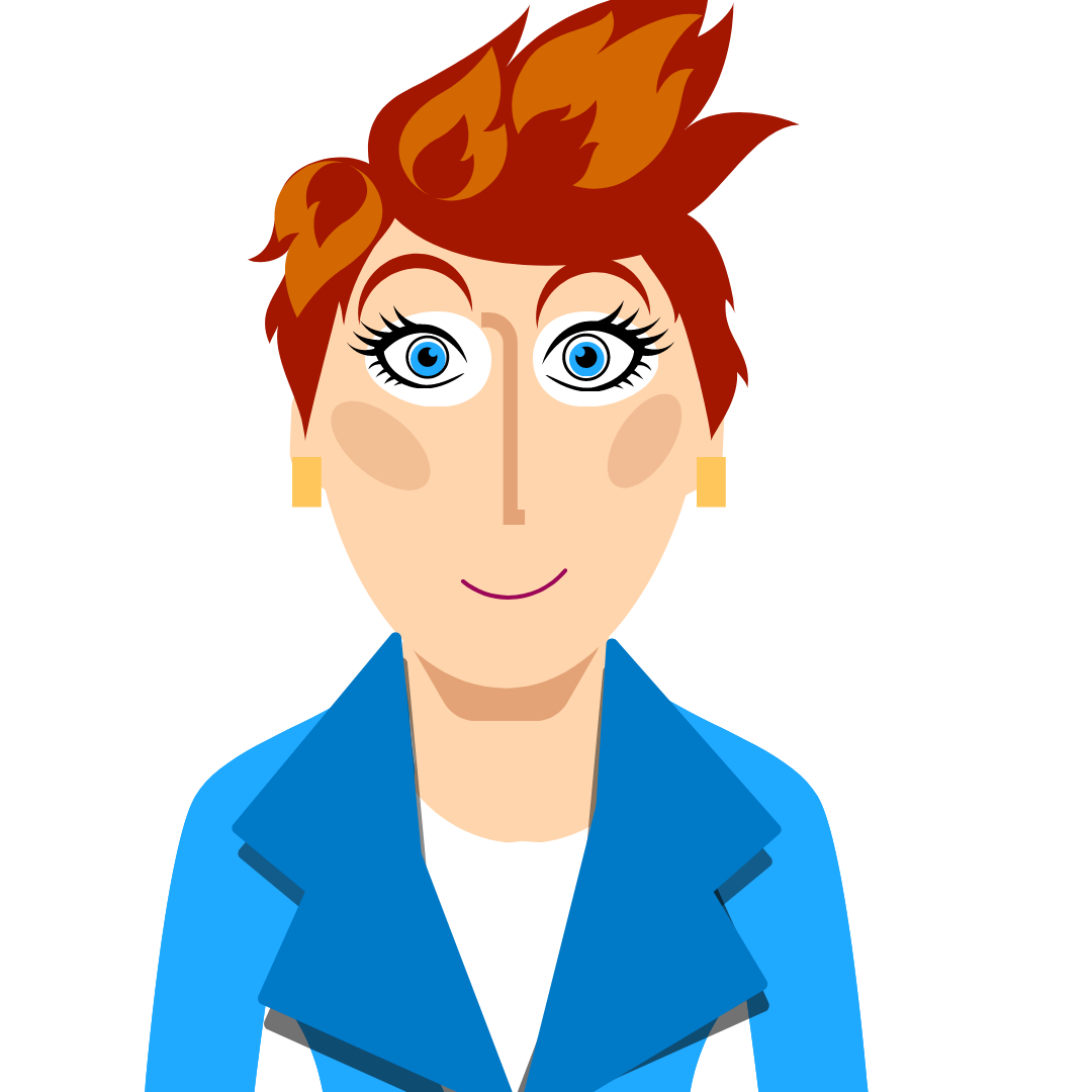 Happy Middle Aged Woman with Funky Short Red Hair