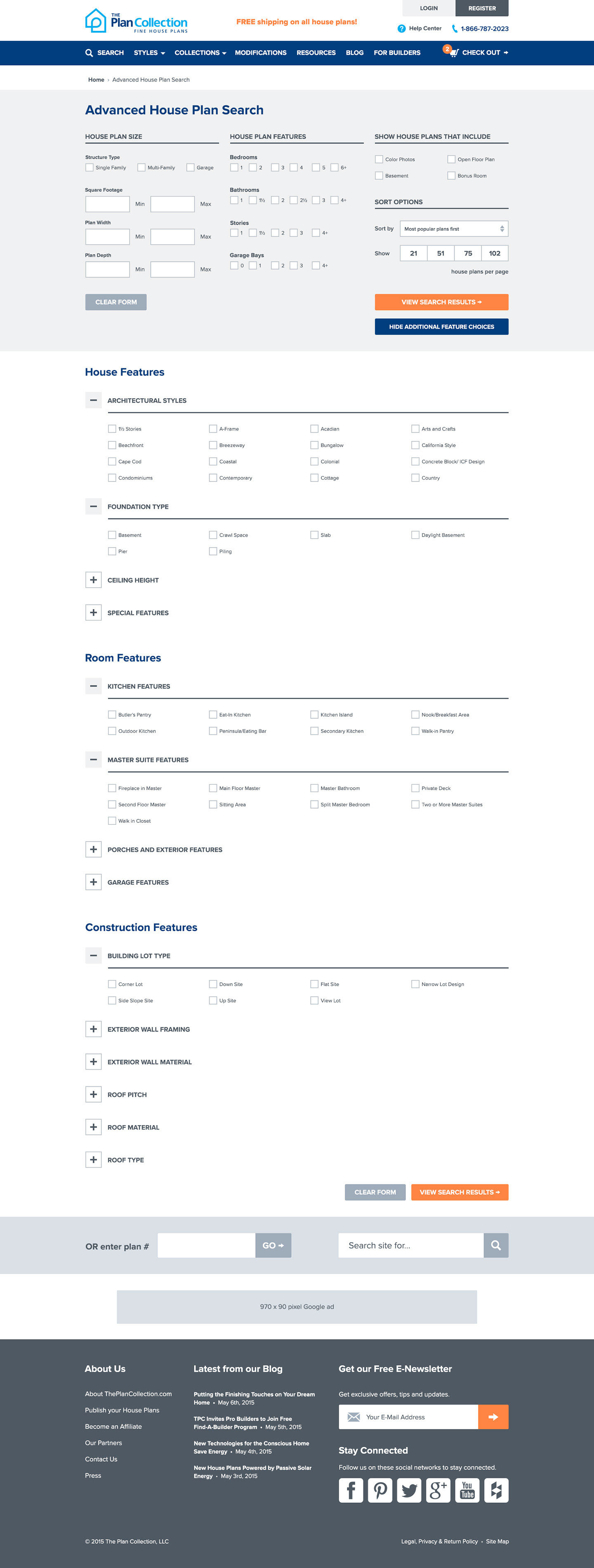 The Plan Collection — Mockup — Advanced Search