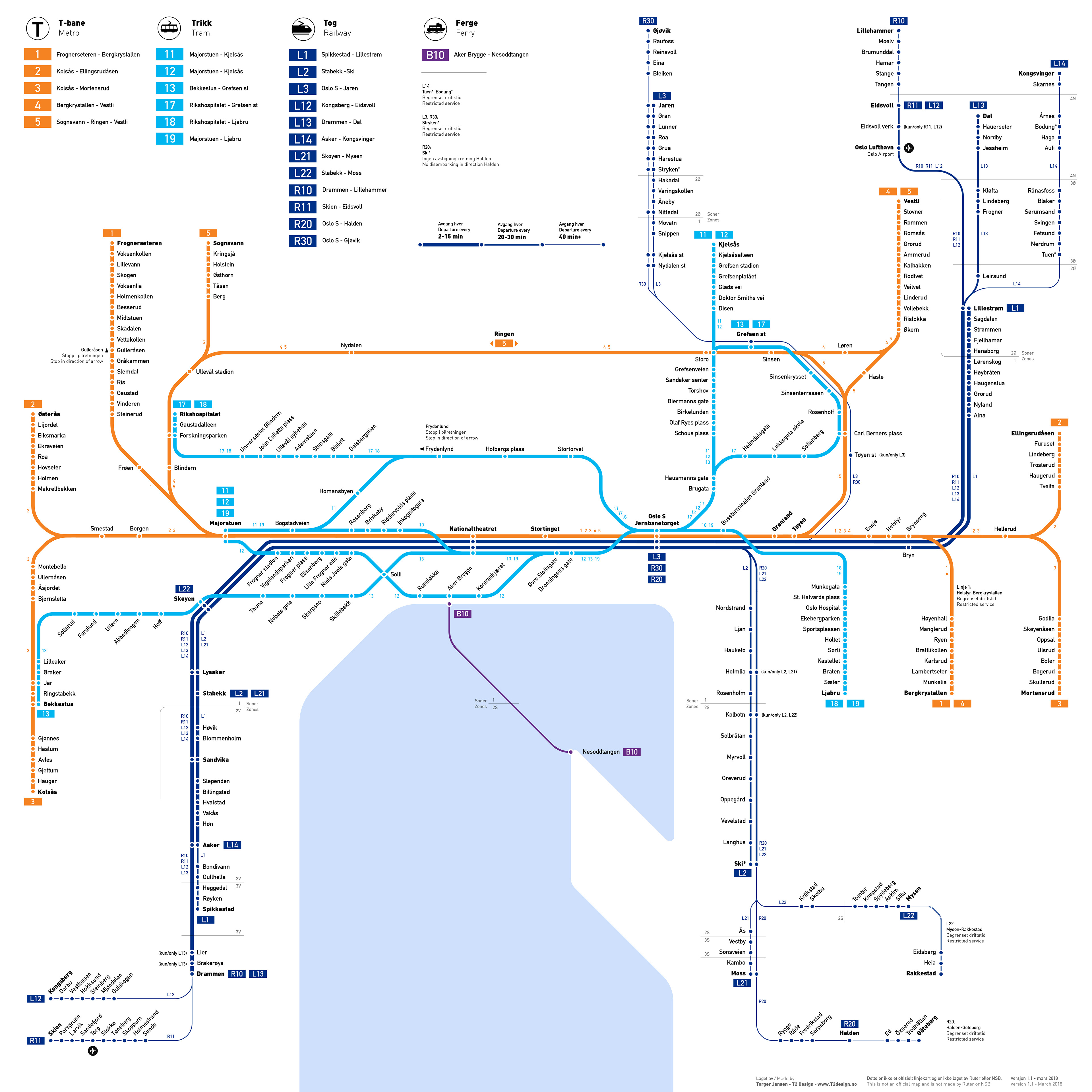 T2 Design - Oslo Public Transportation Map