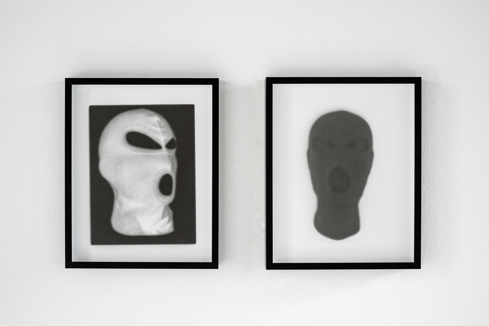 contact print photograph of a terrorist ski mask made using an iPad in the darkroom