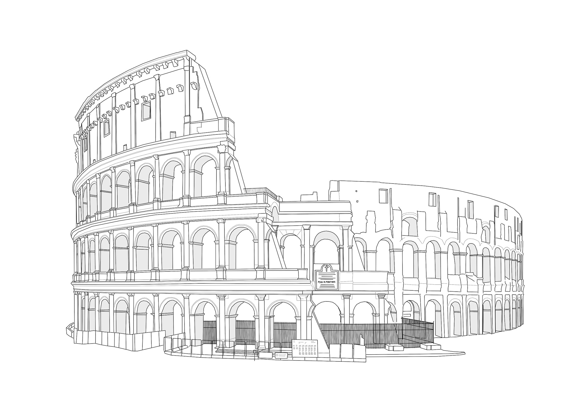 Colosseum, Rome, Line Drawing, Travel Wall Art, Etsy