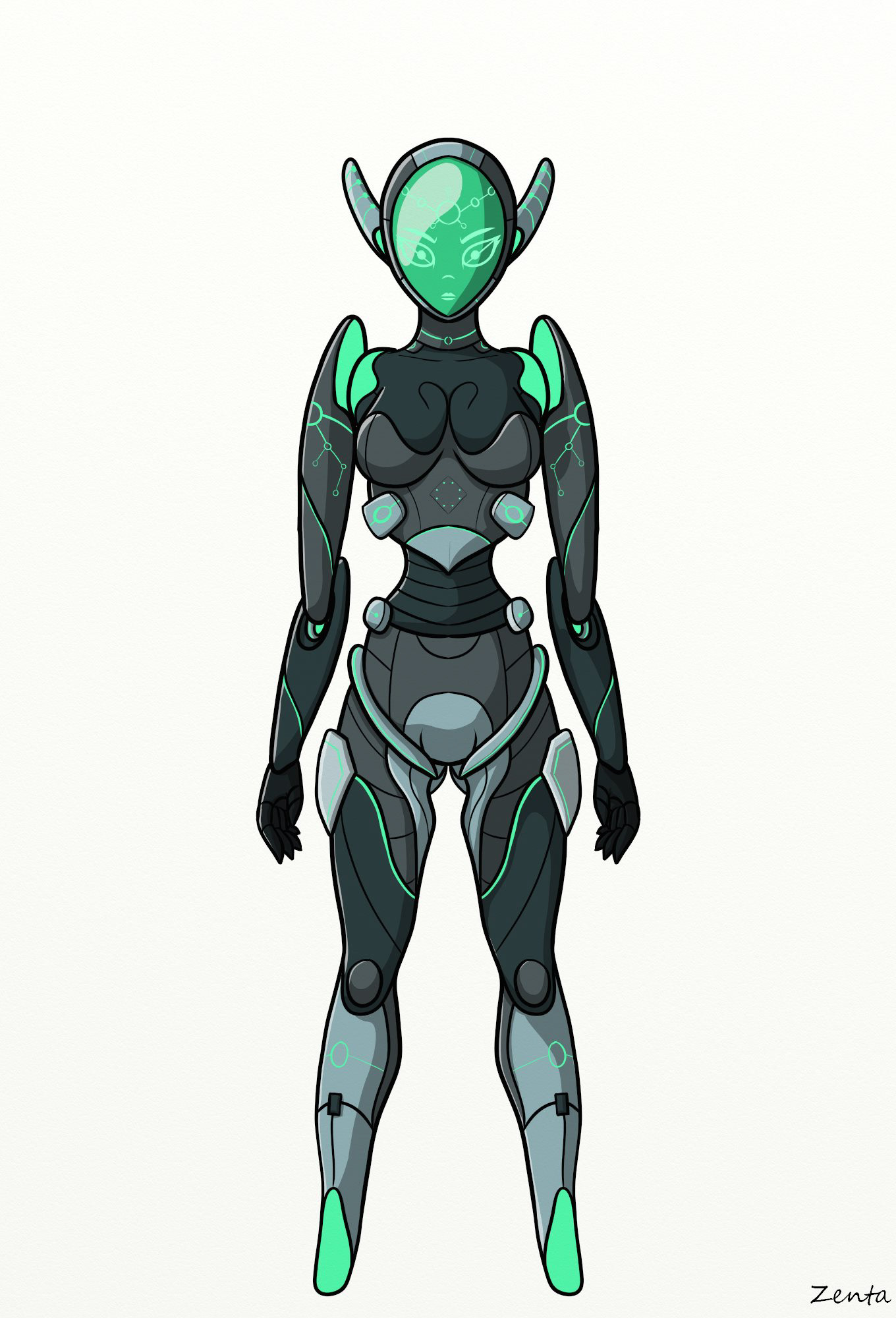 Aru is an "Orbin", a living goo creature that molds its body out of metal.