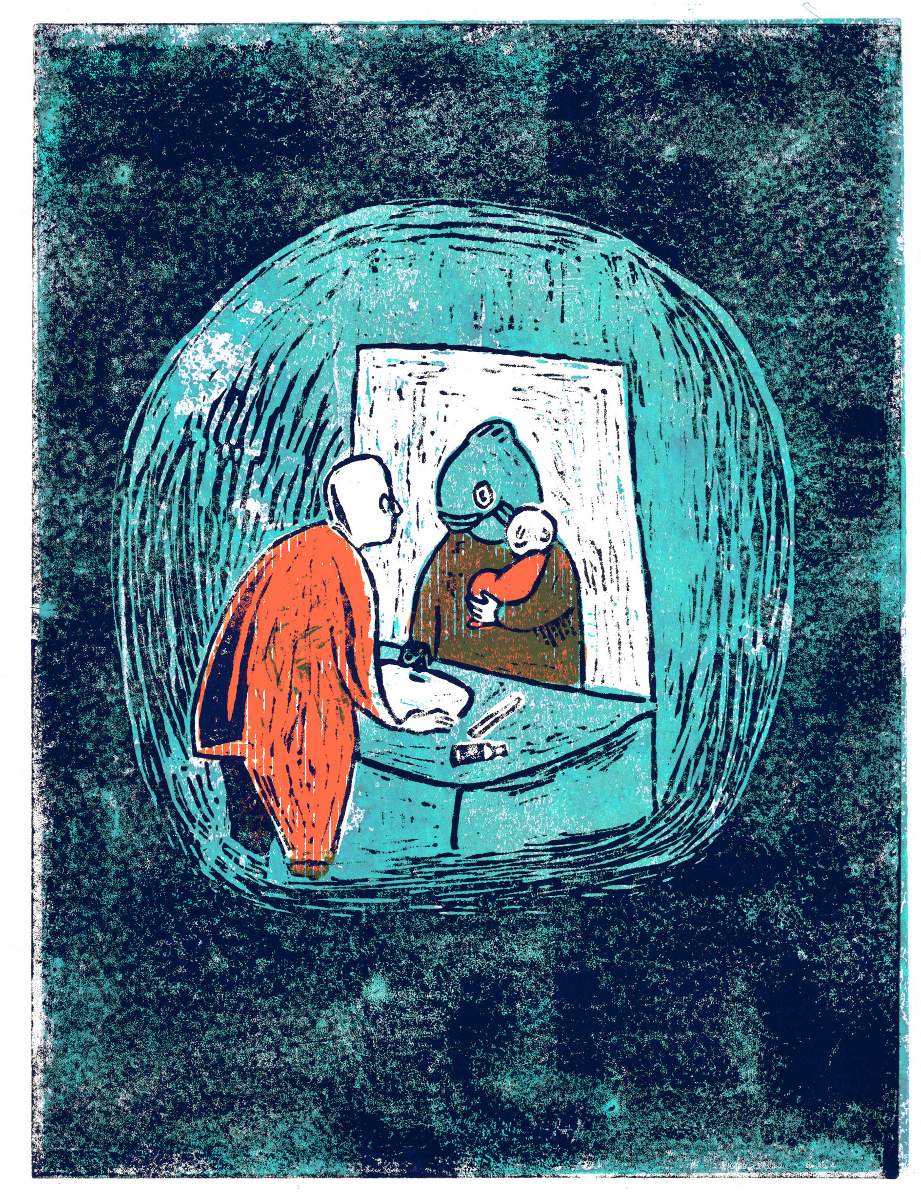 Linoleum block printing, final artwork 2019