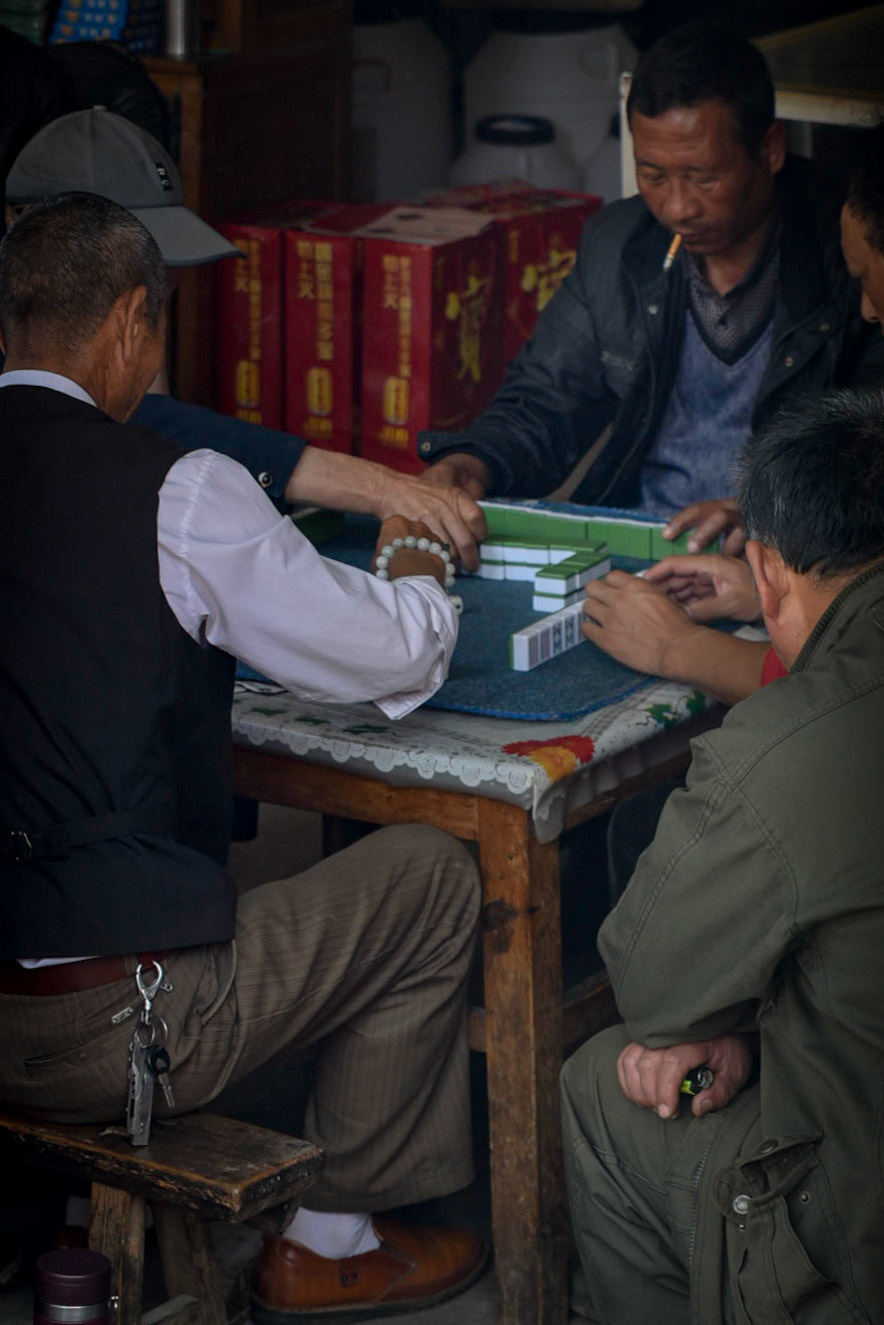 Playing Mah-Jong in the countryside outside Lijiang