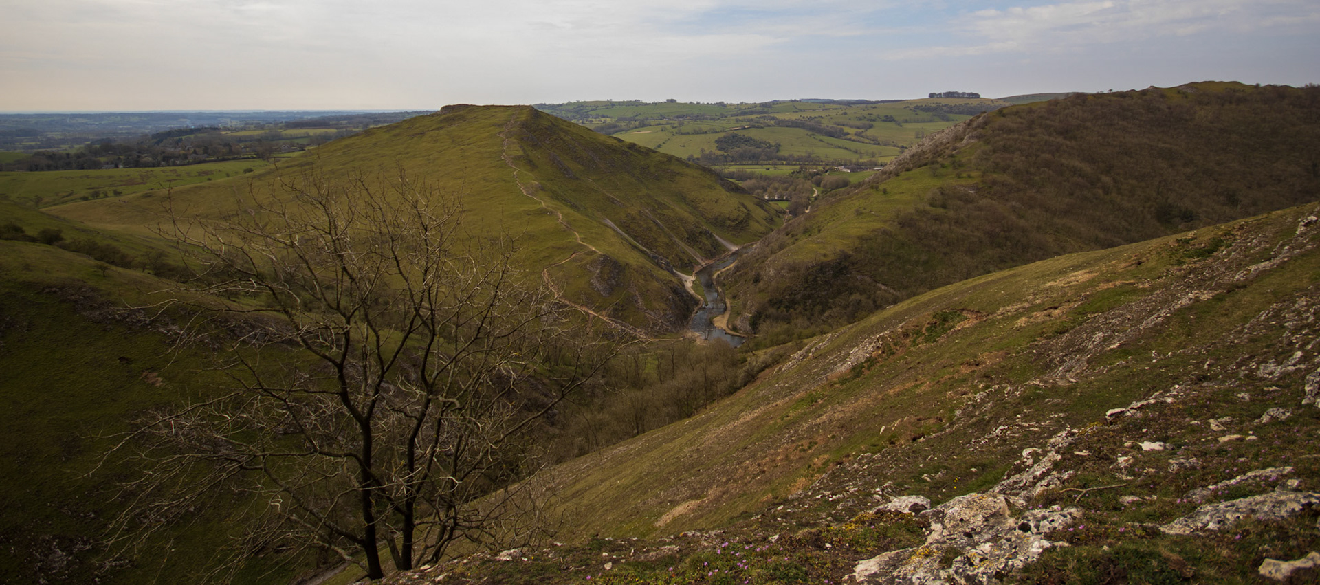Thorpe Cloud and the River Dove from Thorpe Pasture