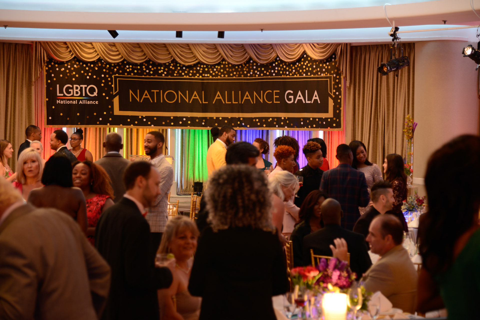 LGBTQ Gala Banner on set during shoot