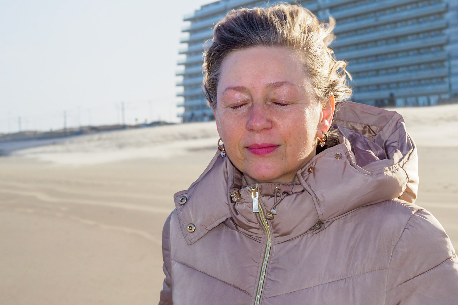 Adult female close-up closed eyes