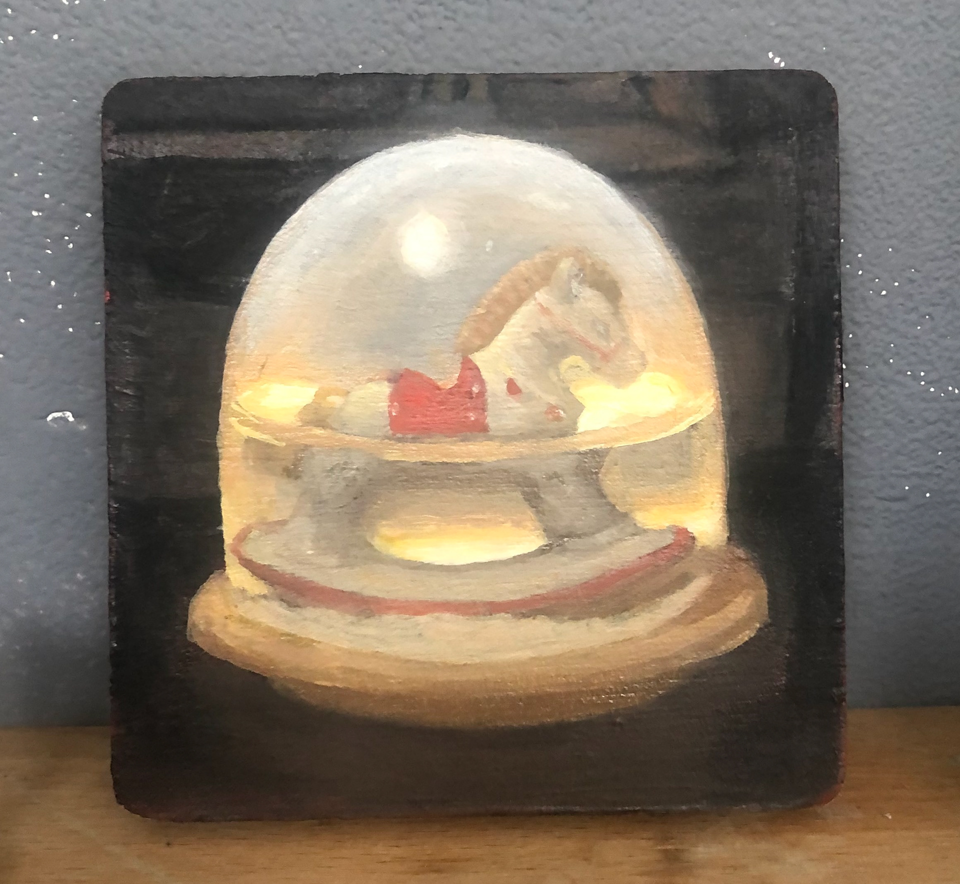 Rock me gently - oil on wood block - 4 x 4 in