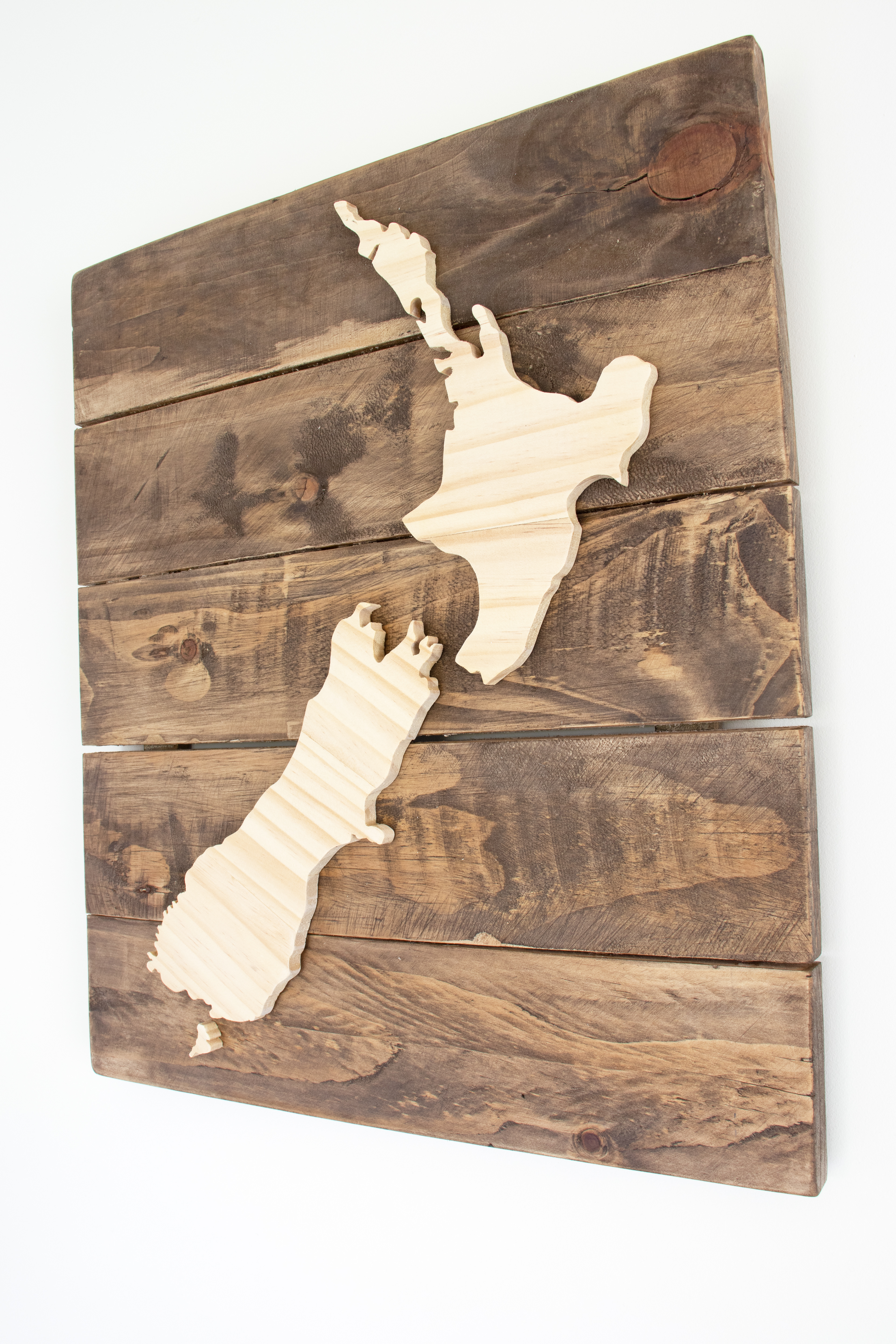 New Zealand on Reclaimed Wood - $155