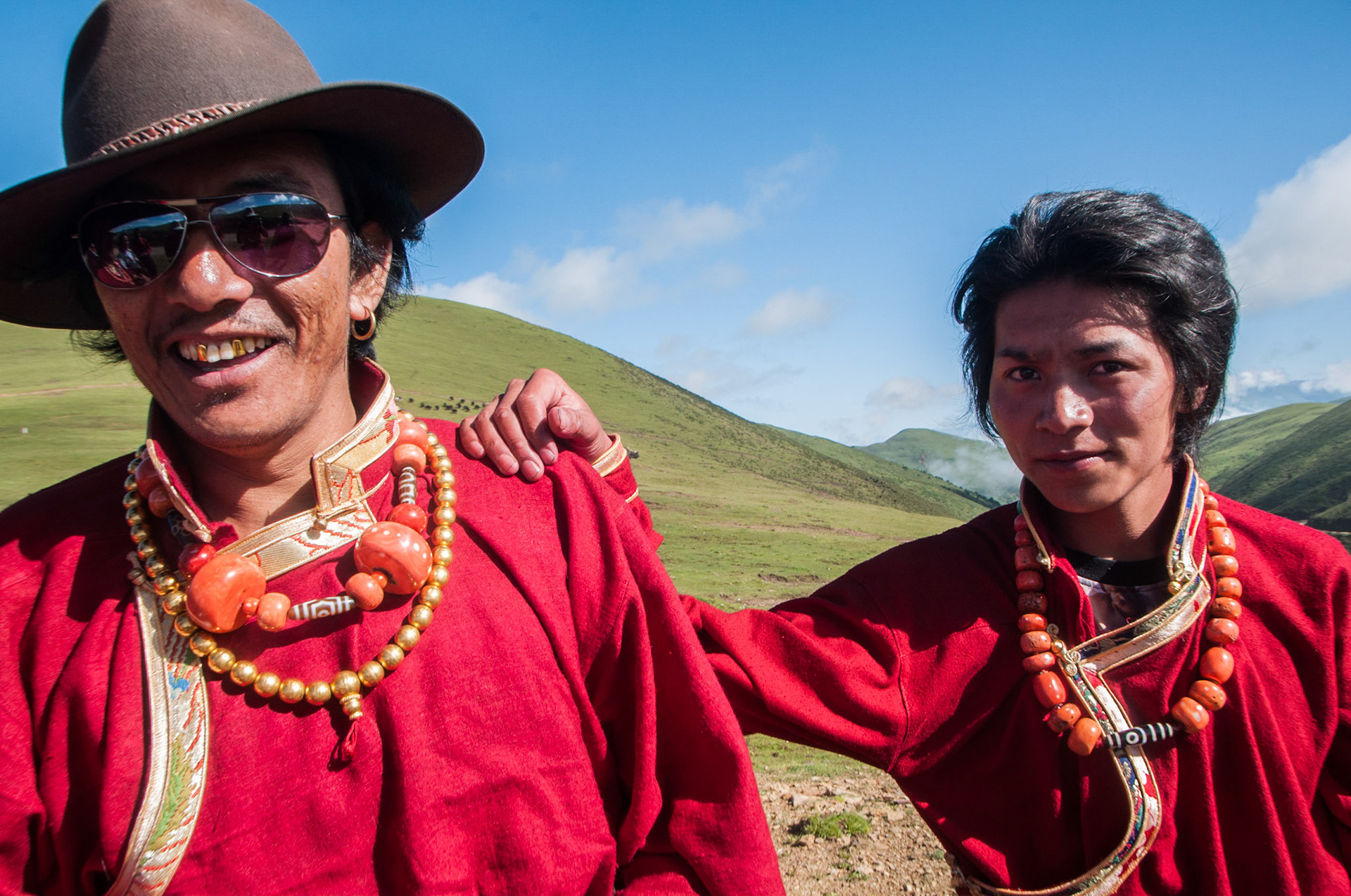 China, Eastern Tibet or Western Sichuan, also krown as Kham, Tibetans at the pass on Route  S317. west from Xinou/Luhou