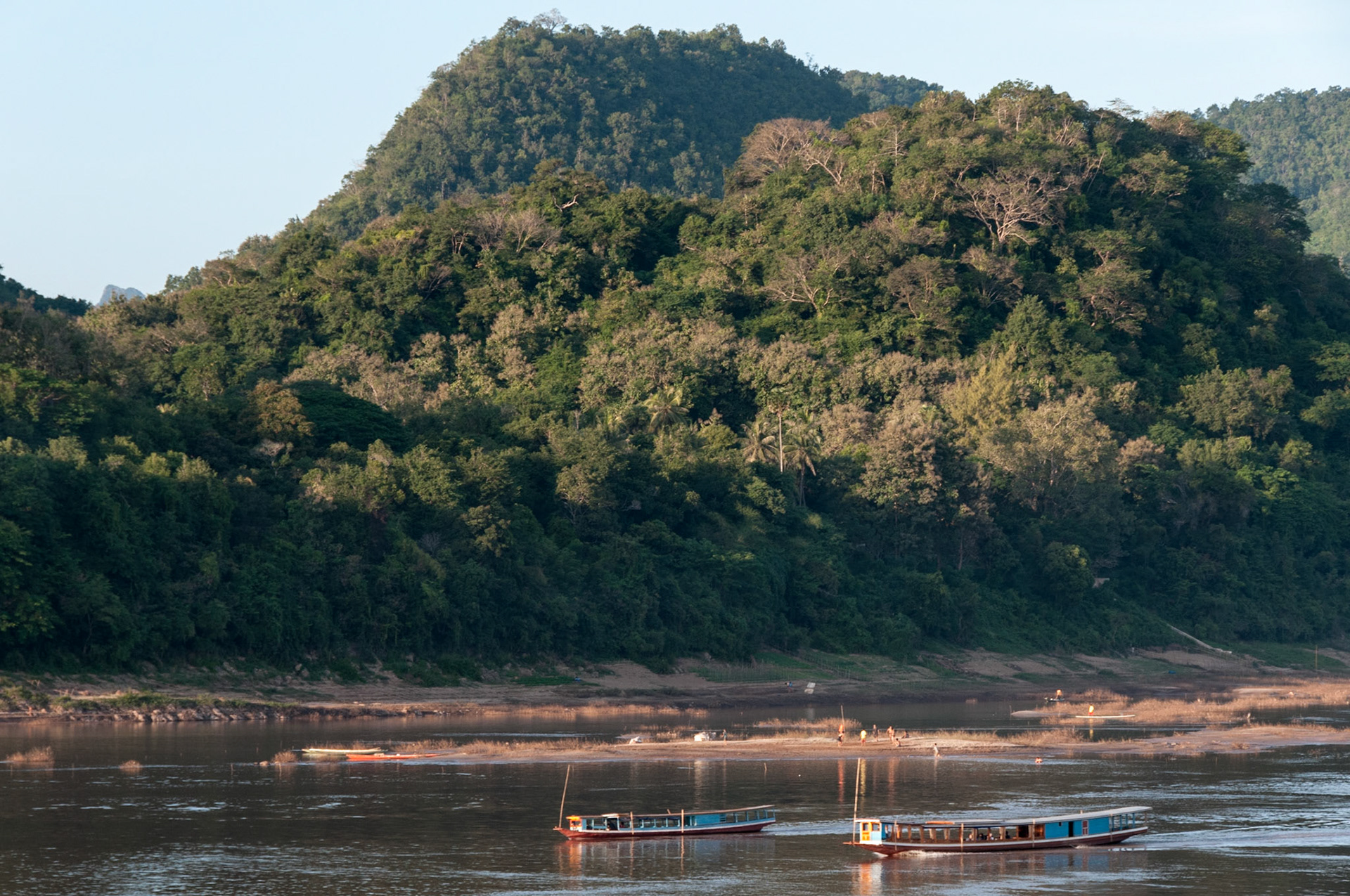 Laos, Luang Prabang, Mekong River, ferry boats