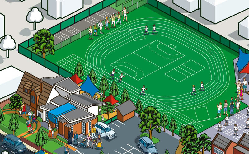 Illustrated maps crated for an educational campus