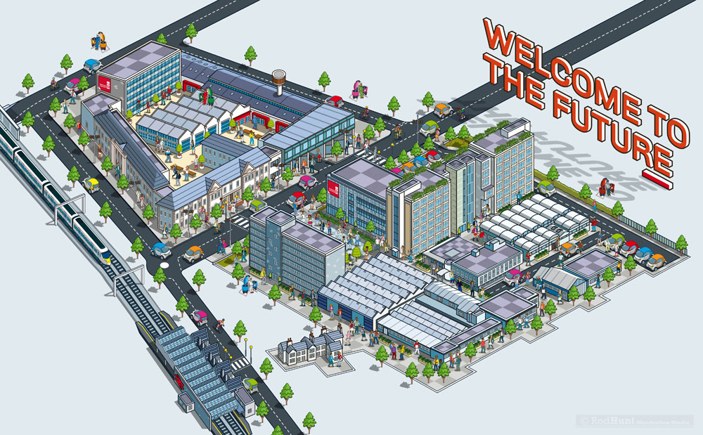 Staffordshire University Campus Highly Detailed 3D Map Illustration
