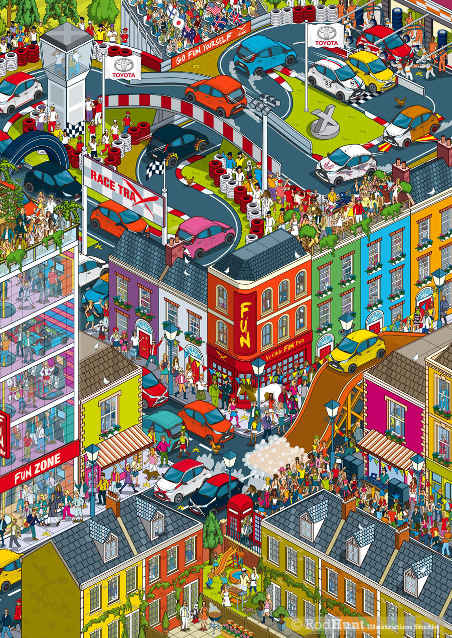 Pixel Art Cityscape for Car Advertising Campaign