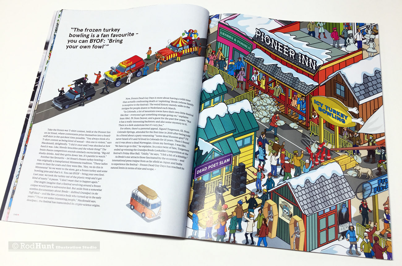 Isometric pixel art wimmelbild illustration