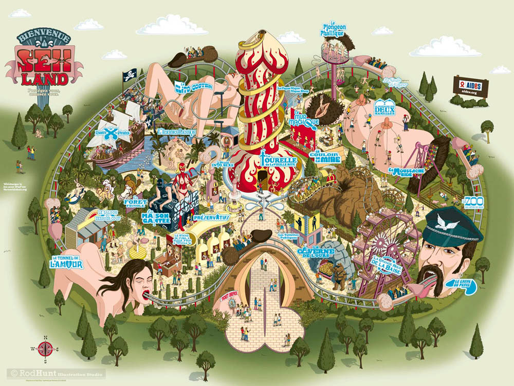 Award-winning Map illustration for an AIDS awareness advertising campaign